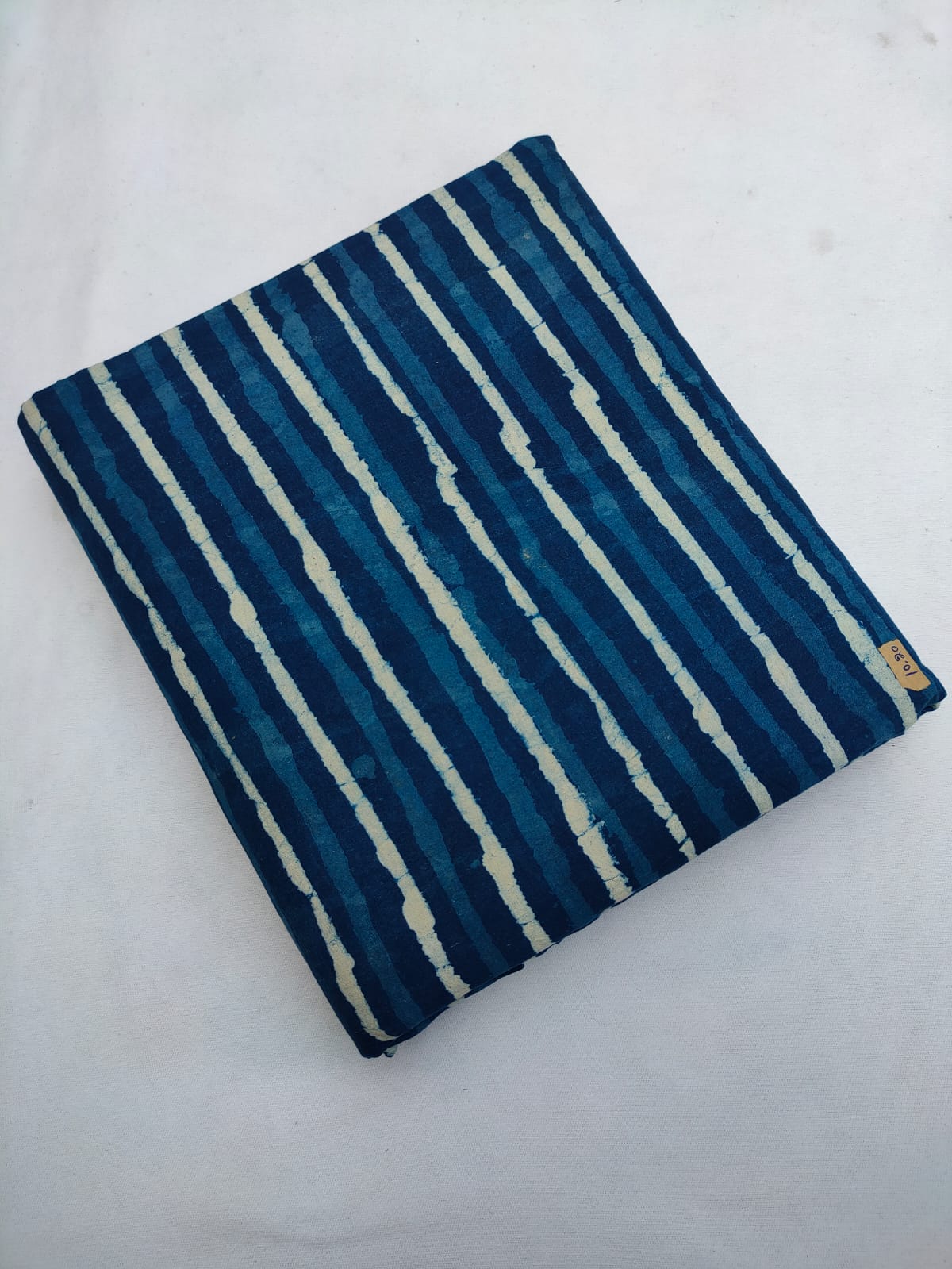 Navy Blue Striped Indigo Print (Dabu Indigo Print) Pure Cotton Fabric From Tulsi Prints