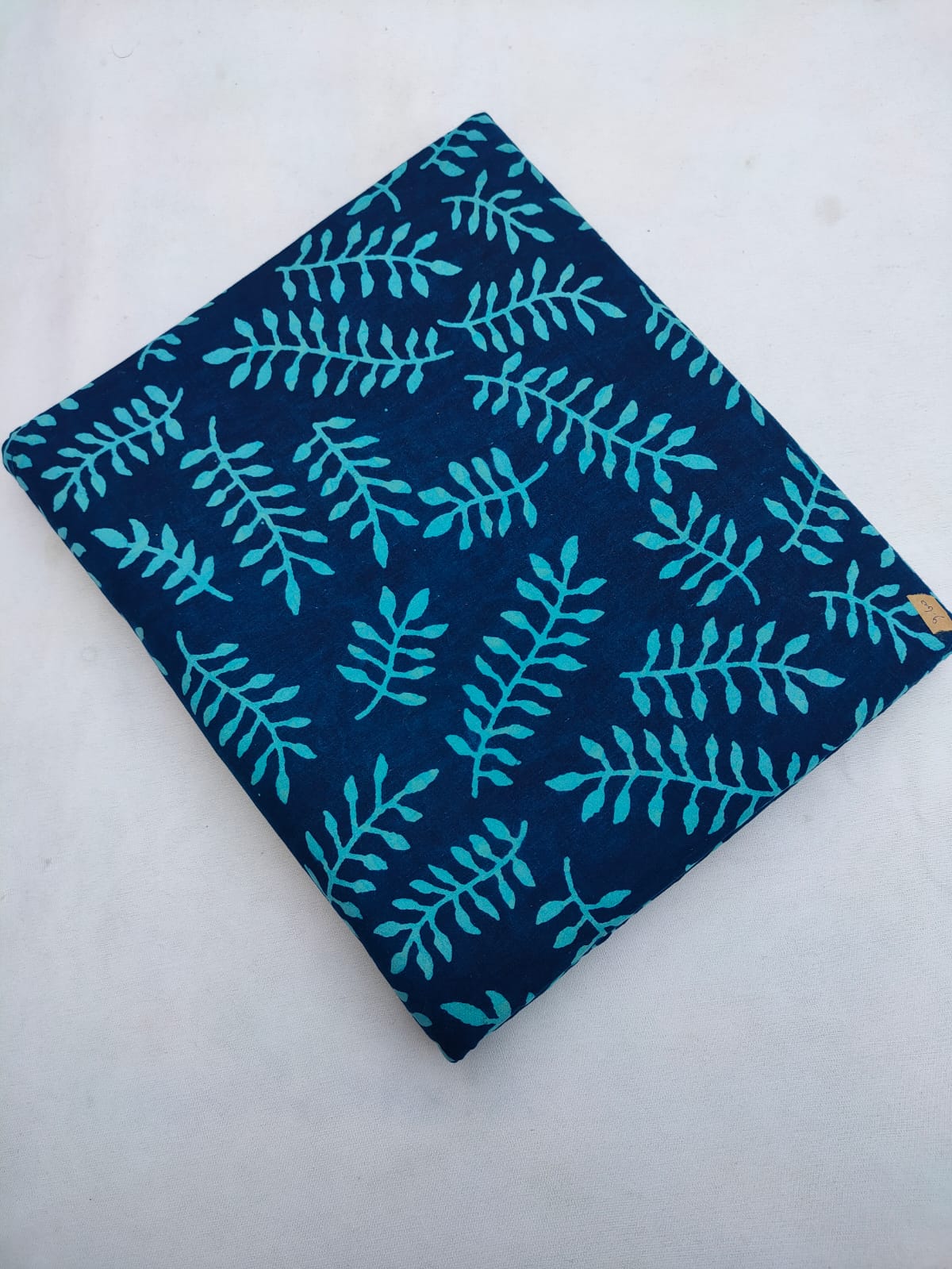 Navy Blue Botanical Leaf Indigo Print (Dabu Indigo Print) Pure Cotton Fabric From Tulsi Prints