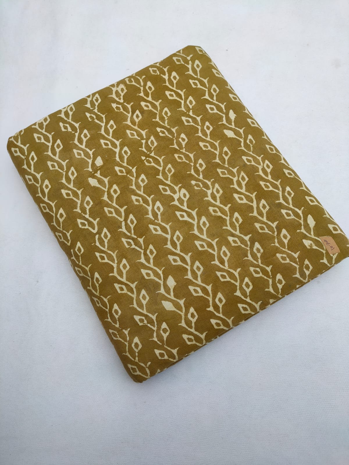 Mustard Yellow Floral Vine Dabu Print Pure Cotton Fabric From Tulsi Prints