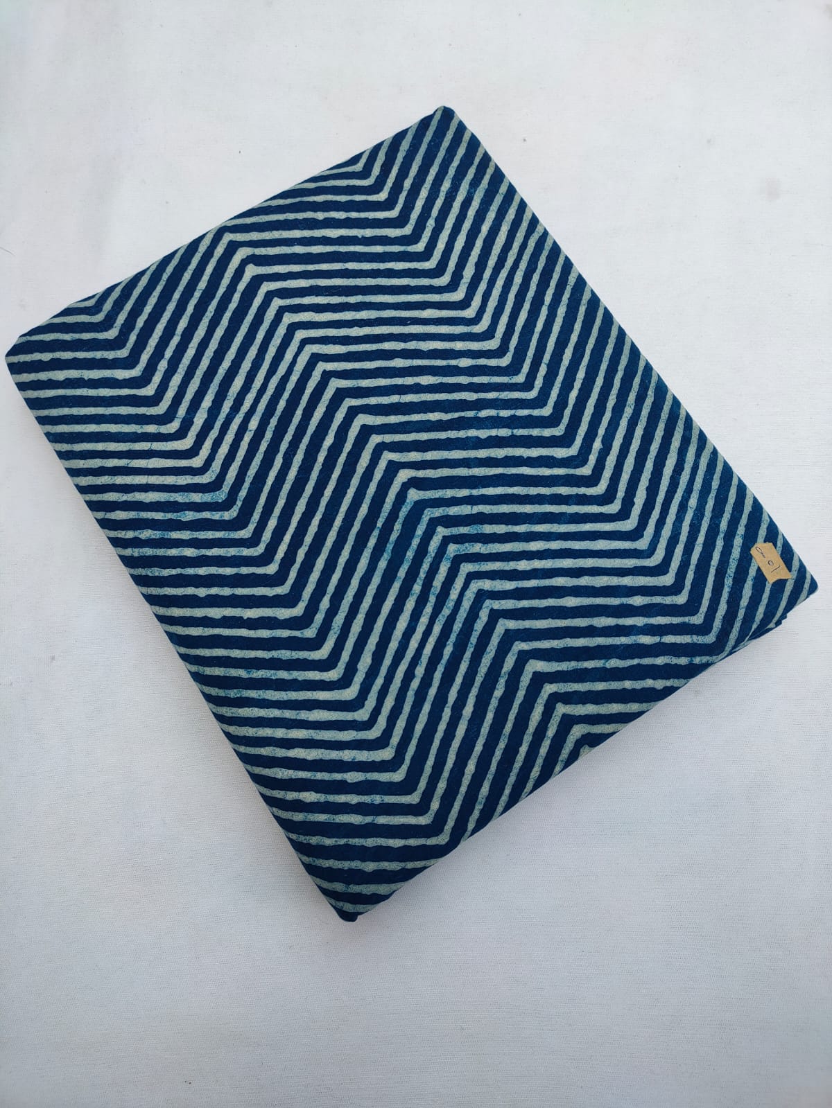 Navy Blue Geometric Indigo Print Pure Cotton Fabric From Tulsi Prints