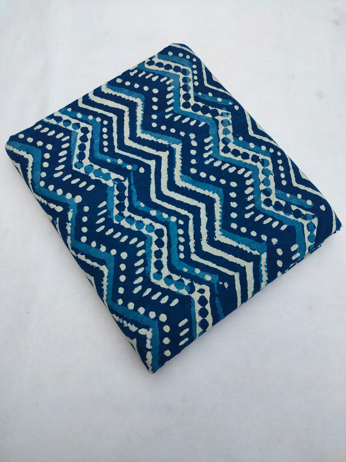 Navy Blue Geometric Indigo Print Pure Cotton Fabric Fabric From Tulsi Prints