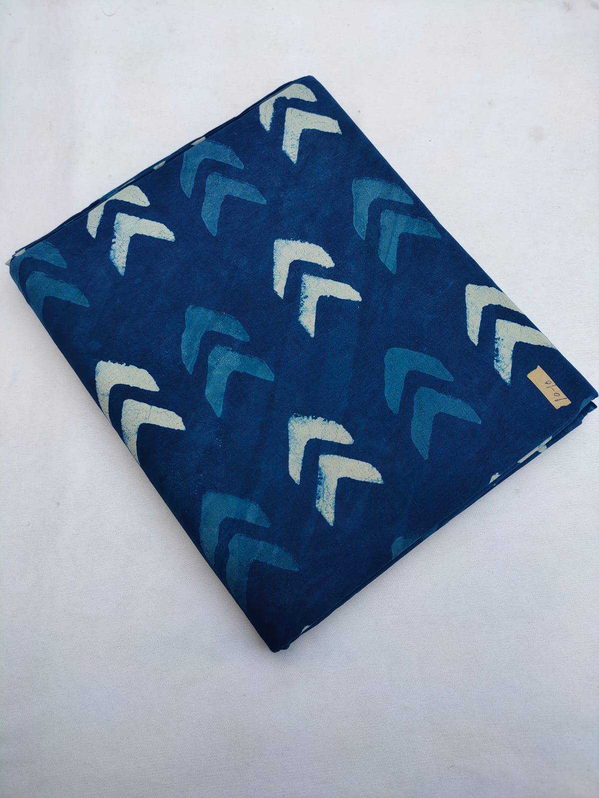 Navy Blue Chevron Indigo Print (Dabu Indigo Print) Pure Cotton Fabric From Tulsi Prints