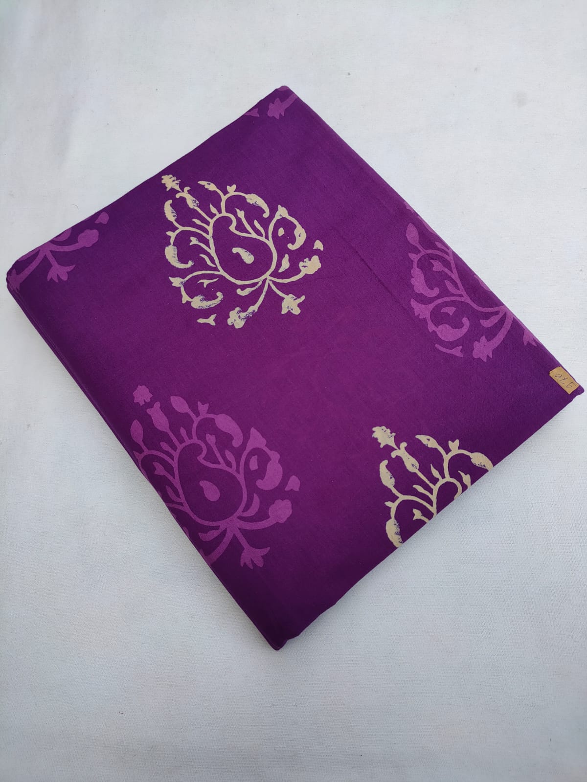 Purple Paisley Dabu Print Pure Cotton Fabric From Tulsi Prints