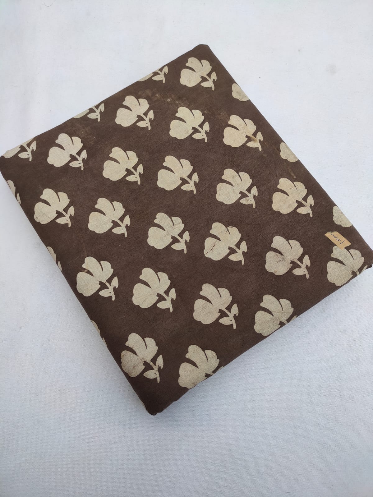 Brown Floral Dabu Print Pure Cotton Fabric From Tulsi Prints
