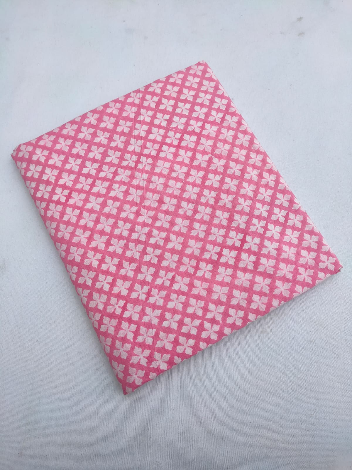 Pink Floral Booti Sanganeri Block Print Pure Cotton Fabric From Tulsi Prints