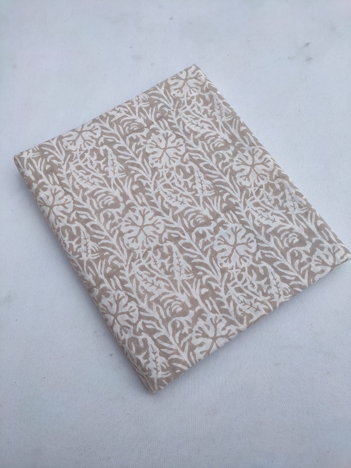 Beige Floral Vine Sanganeri Hand Block Print Pure Cotton Fabric From Tulsi Prints