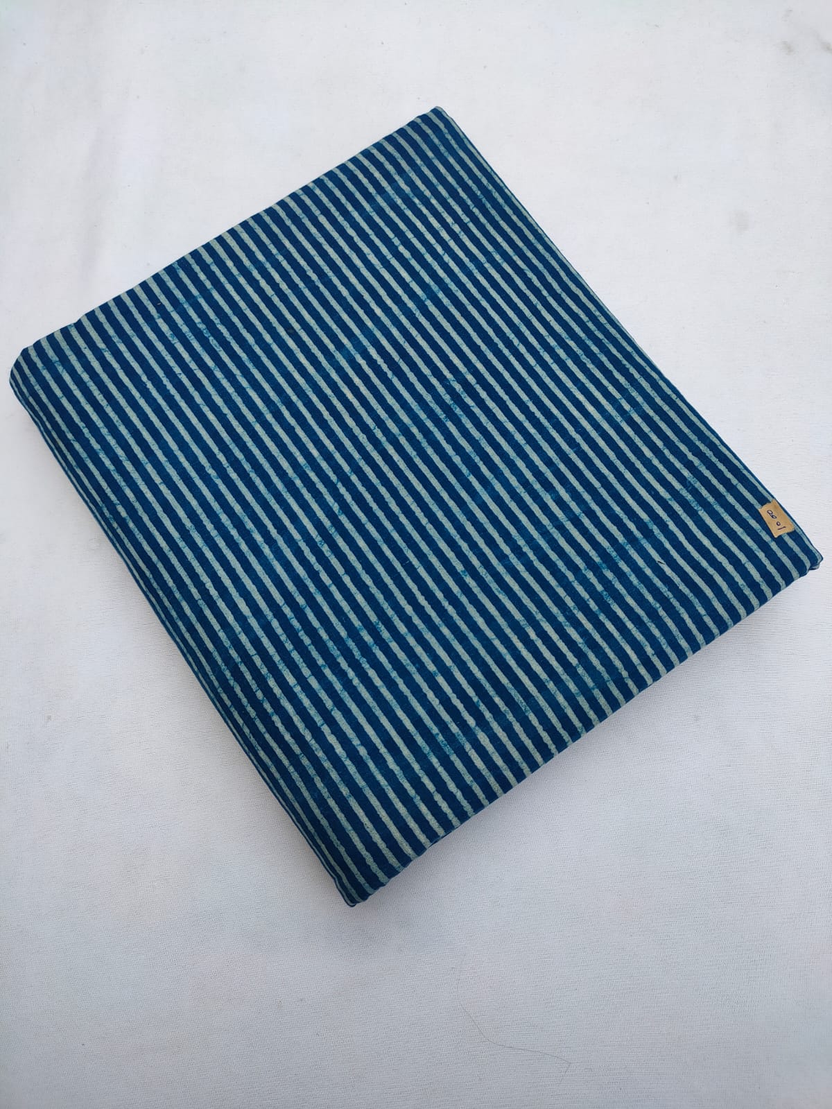 Navy Blue Striped Indigo Print (Dabu Indigo Print) Pure Cotton Fabric From Tulsi Prints