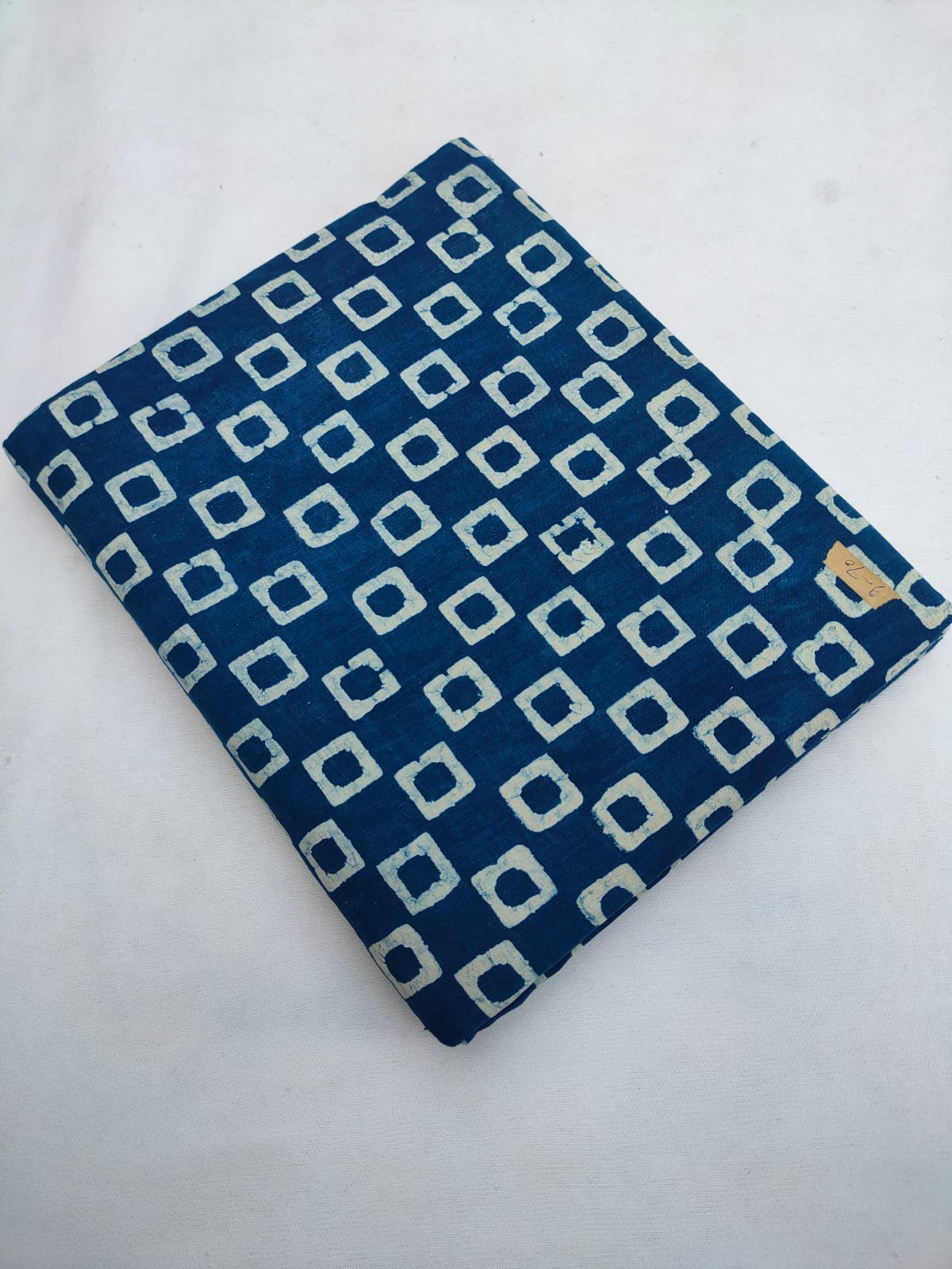 Navy Blue Geometric Indigo Print Pure Cotton Fabric From Tulsi Prints