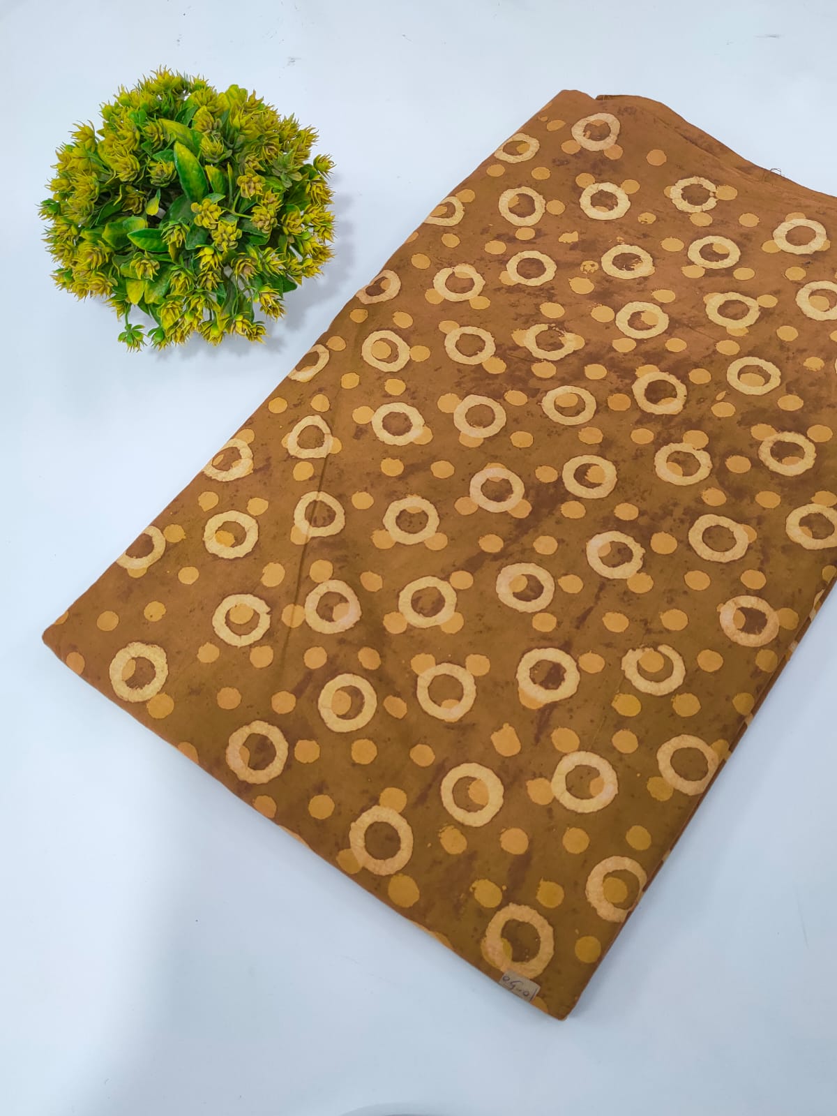 Brown Abstract Dabu Print Pure Cotton Fabric From Tulsi Prints