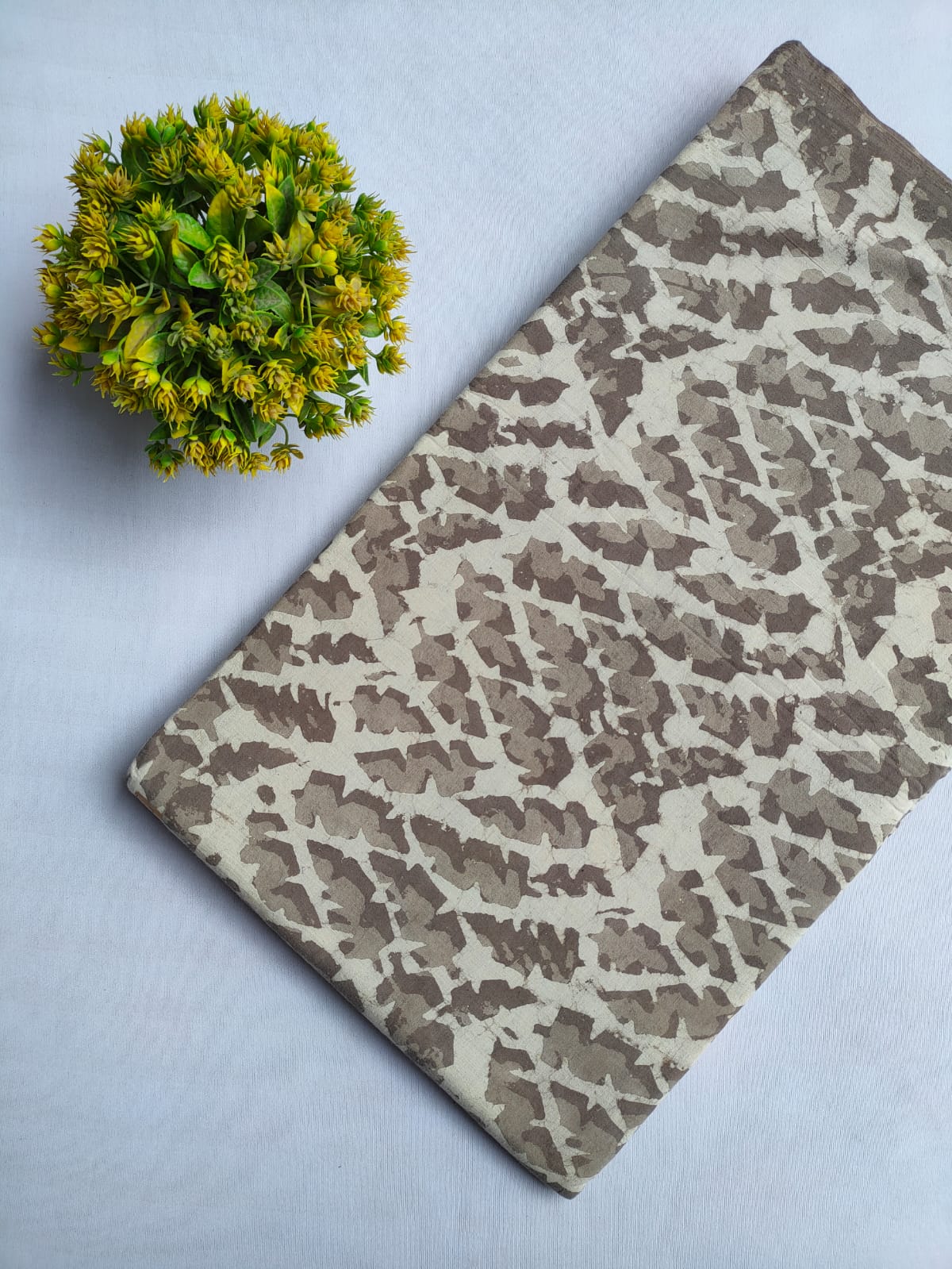 Beige Abstract Bagru Block Print Pure Cotton Fabric From Tulsi Prints