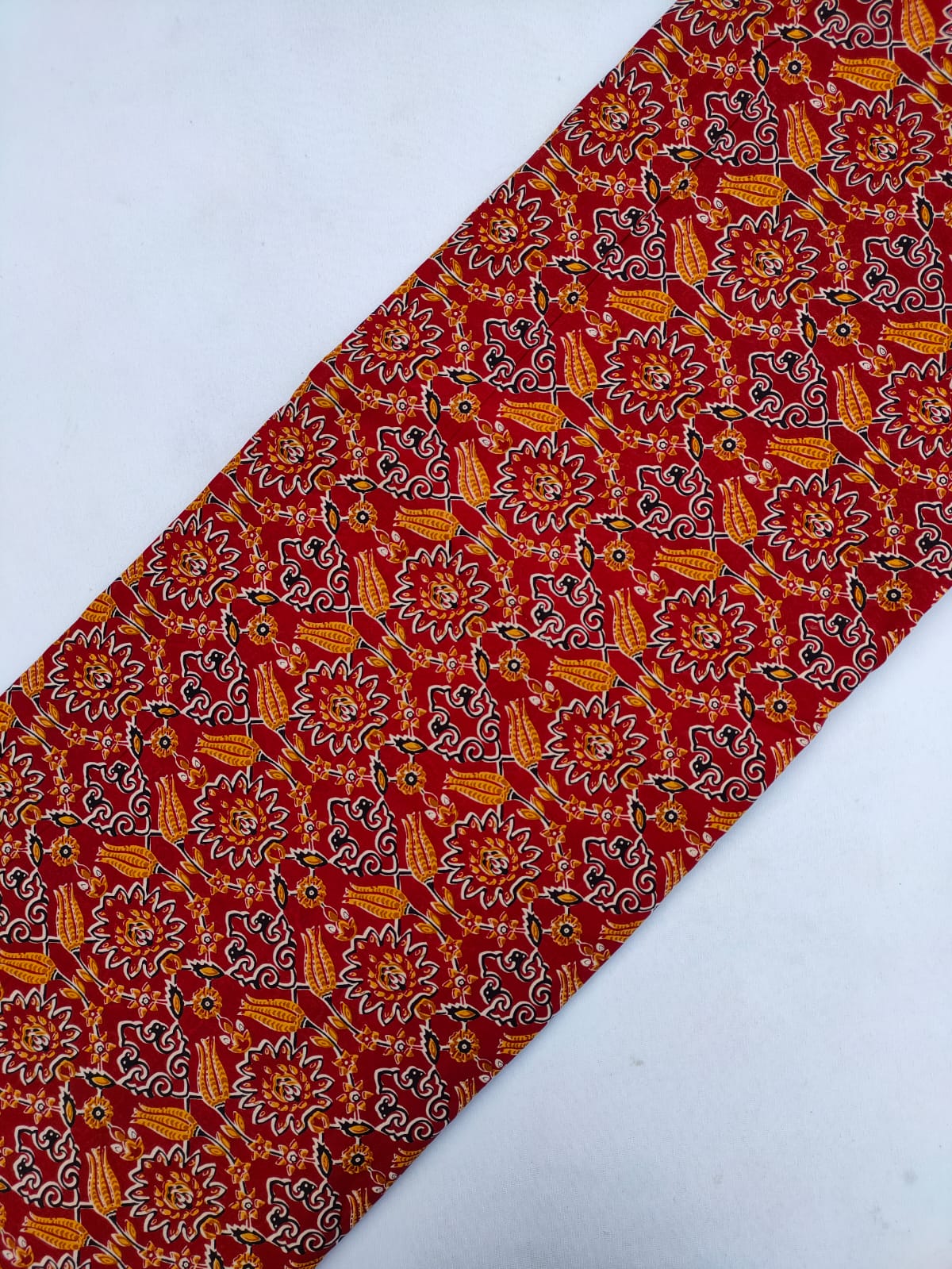 Red Floral Screen Print Pure Cotton Fabric From Tulsi Prints