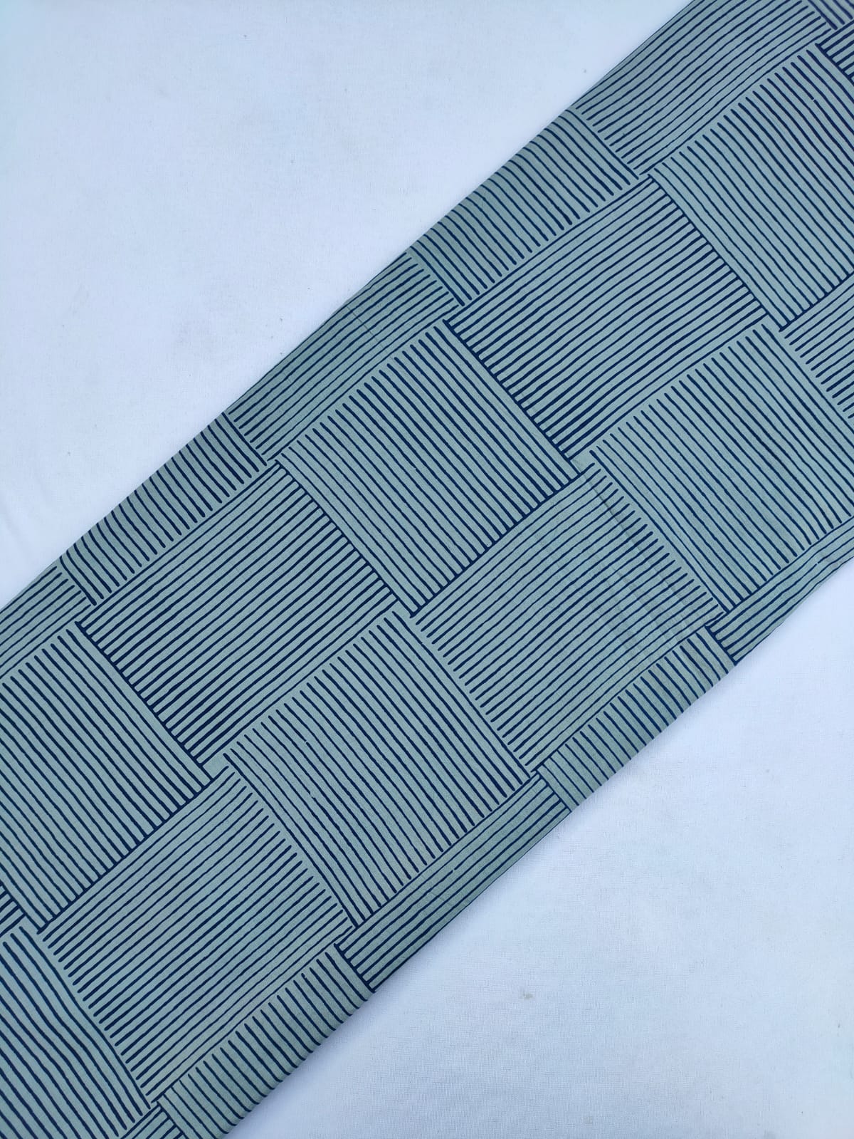 Teal Geometric Screen Print Pure Cotton Fabric From Tulsi Prints