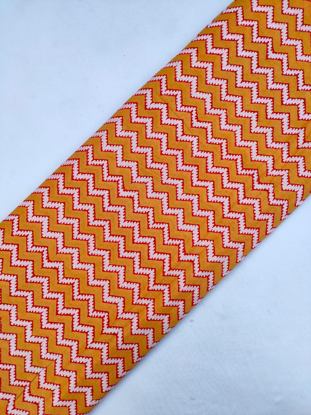 Golden Zigzag Screen Print Pure Cotton Fabric From Tulsi Prints
