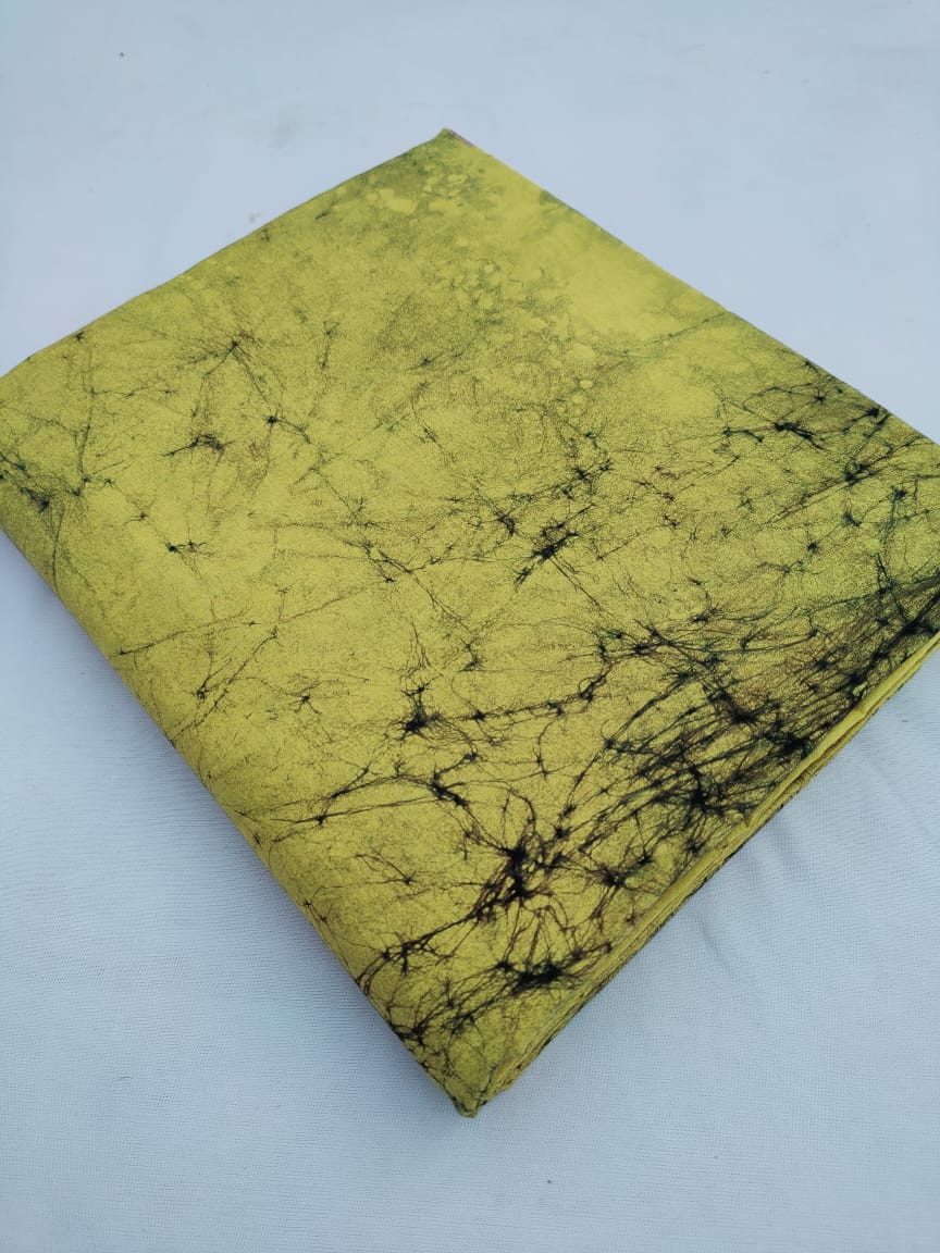Yellow Abstract Batik Print Pure Cotton Fabric From Tulsi Prints