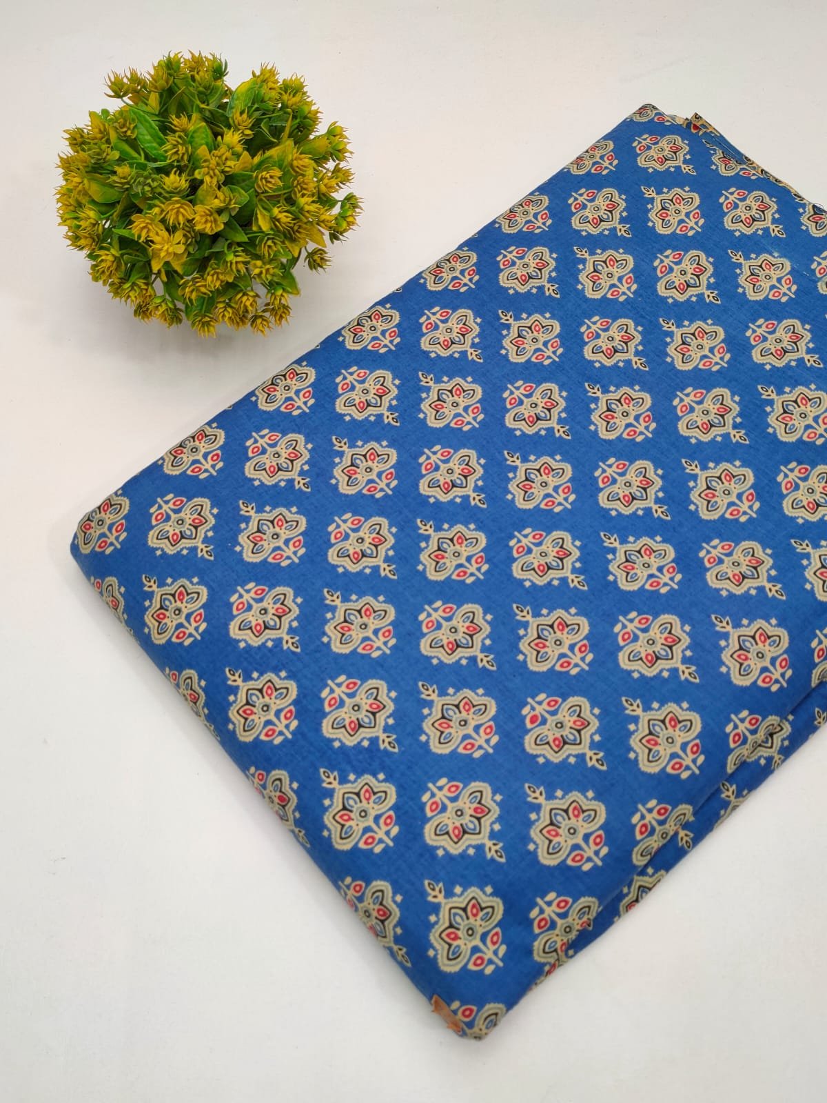 Blue Buti Screen Print Pure Cotton Fabric From Tulsi Prints