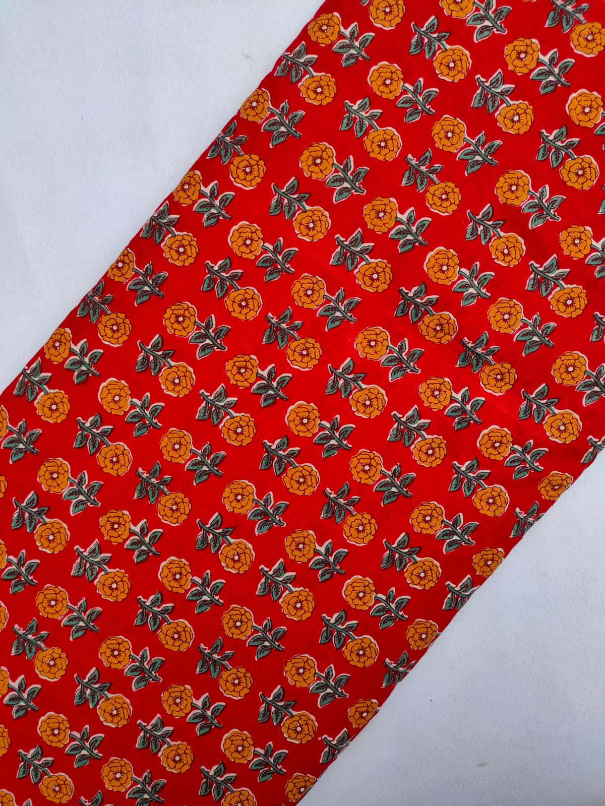 Red Floral Boota Screen Print Pure Cotton Fabric From Tulsi Prints