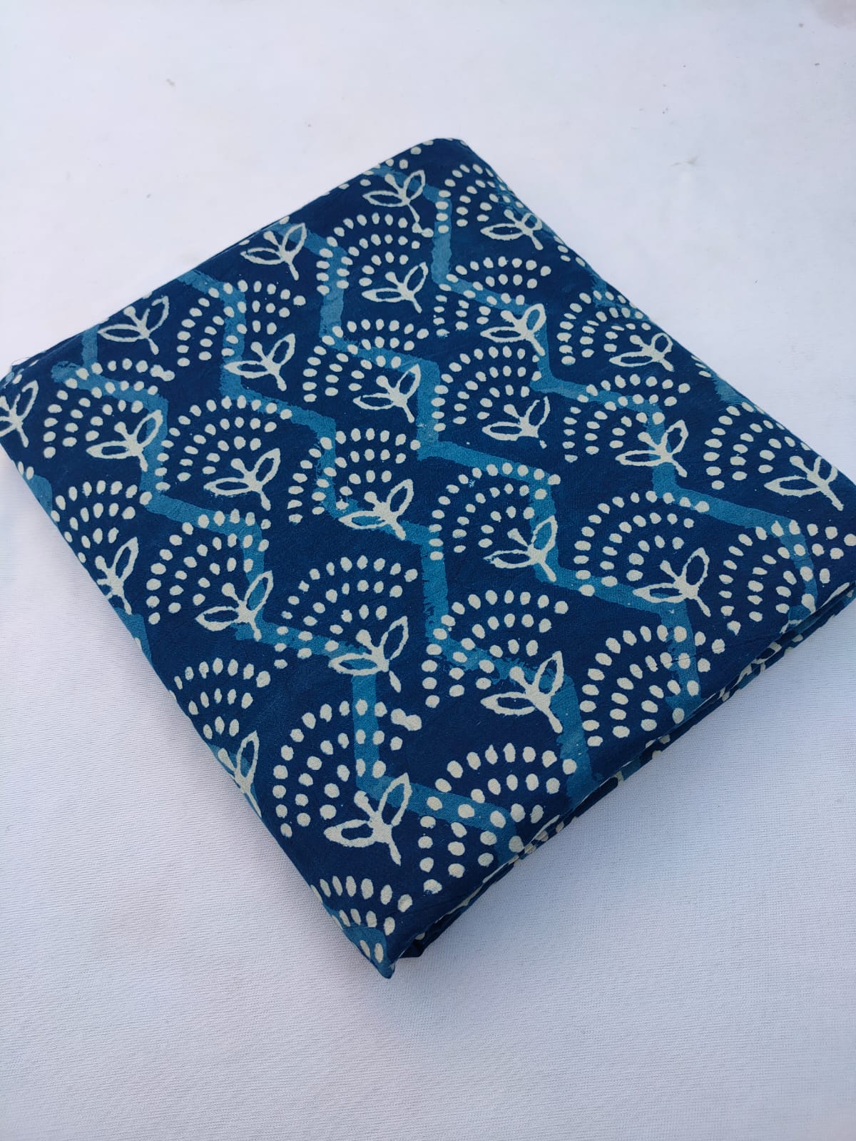 Blue Botanical Indigo Print Pure Cotton Fabric From Tulsi Prints
