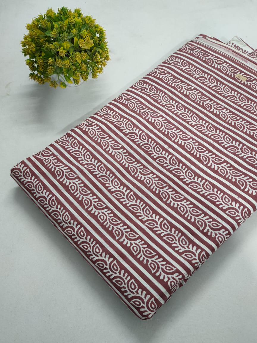 Maroon Geometric Screen Print Pure Cotton Fabric From Tulsi Prints