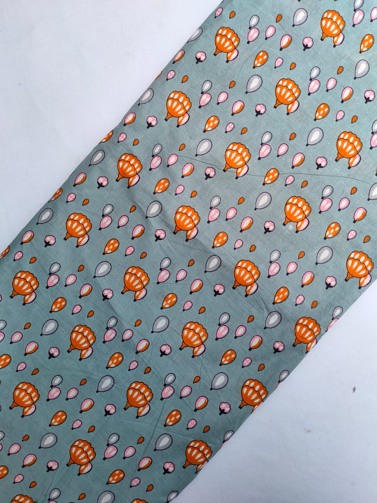 Light Blue Floral Screen Print Pure Cotton Fabric From Tulsi Prints