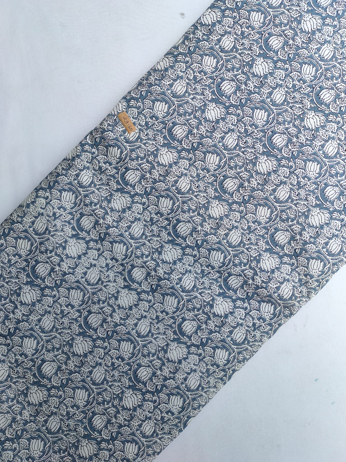 Blue Floral Screen Print Pure Cotton Fabric From Tulsi Prints