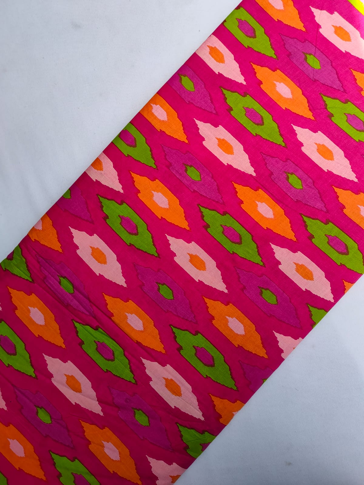 Pink Geometric Screen Print Pure Cotton Fabric From Tulsi Prints