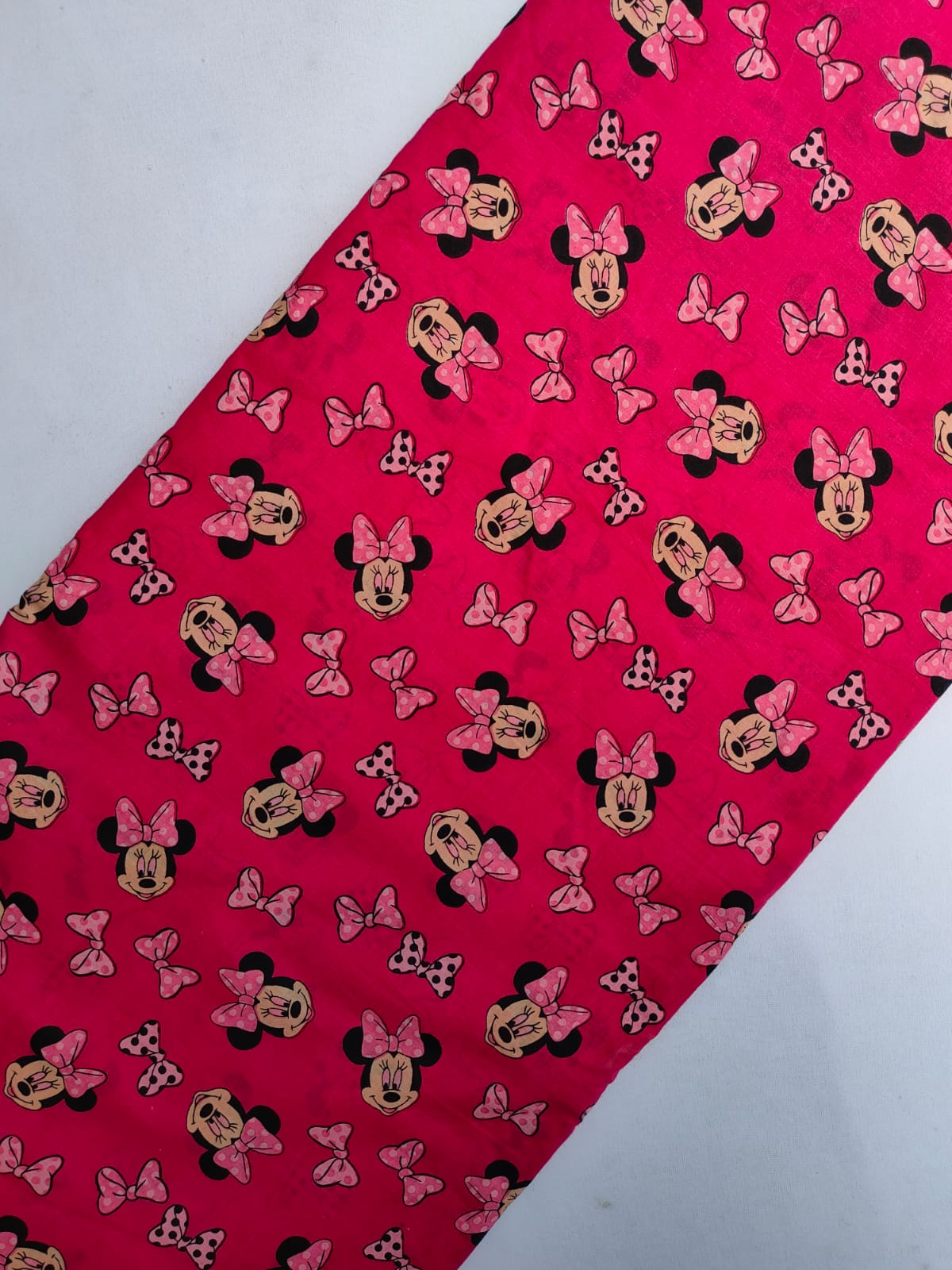 Pink Minnie Mouse Print Screen Print Pure Cotton Fabric From Tulsi Prints