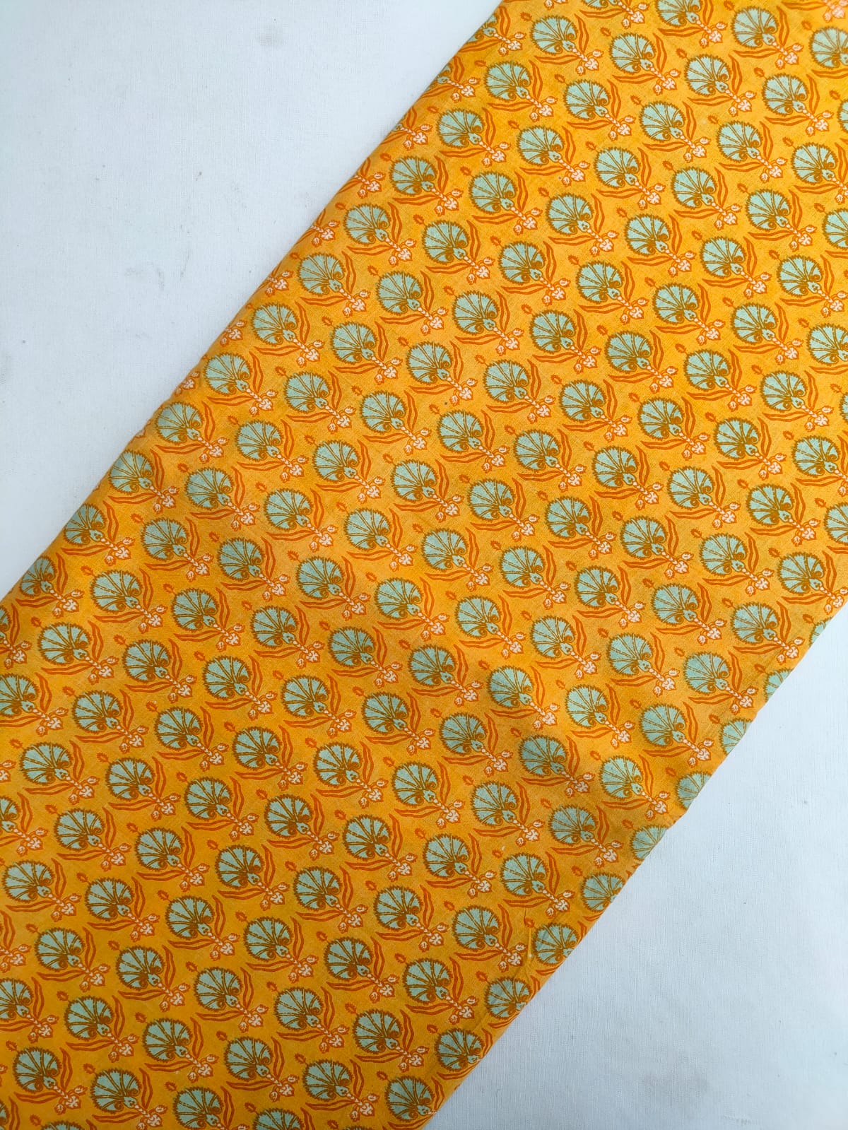 Yellow Floral Boota Screen Print Pure Cotton Fabric From Tulsi Prints