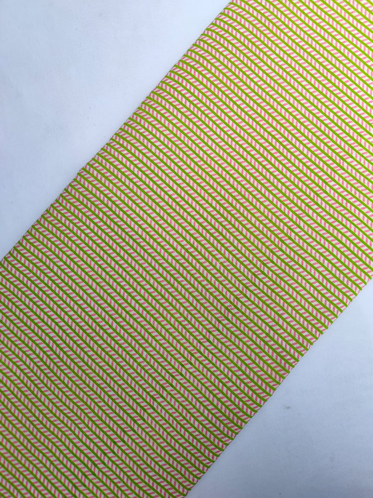 Pink and Green Geometric Screen Print Pure Cotton Fabric From Tulsi Prints