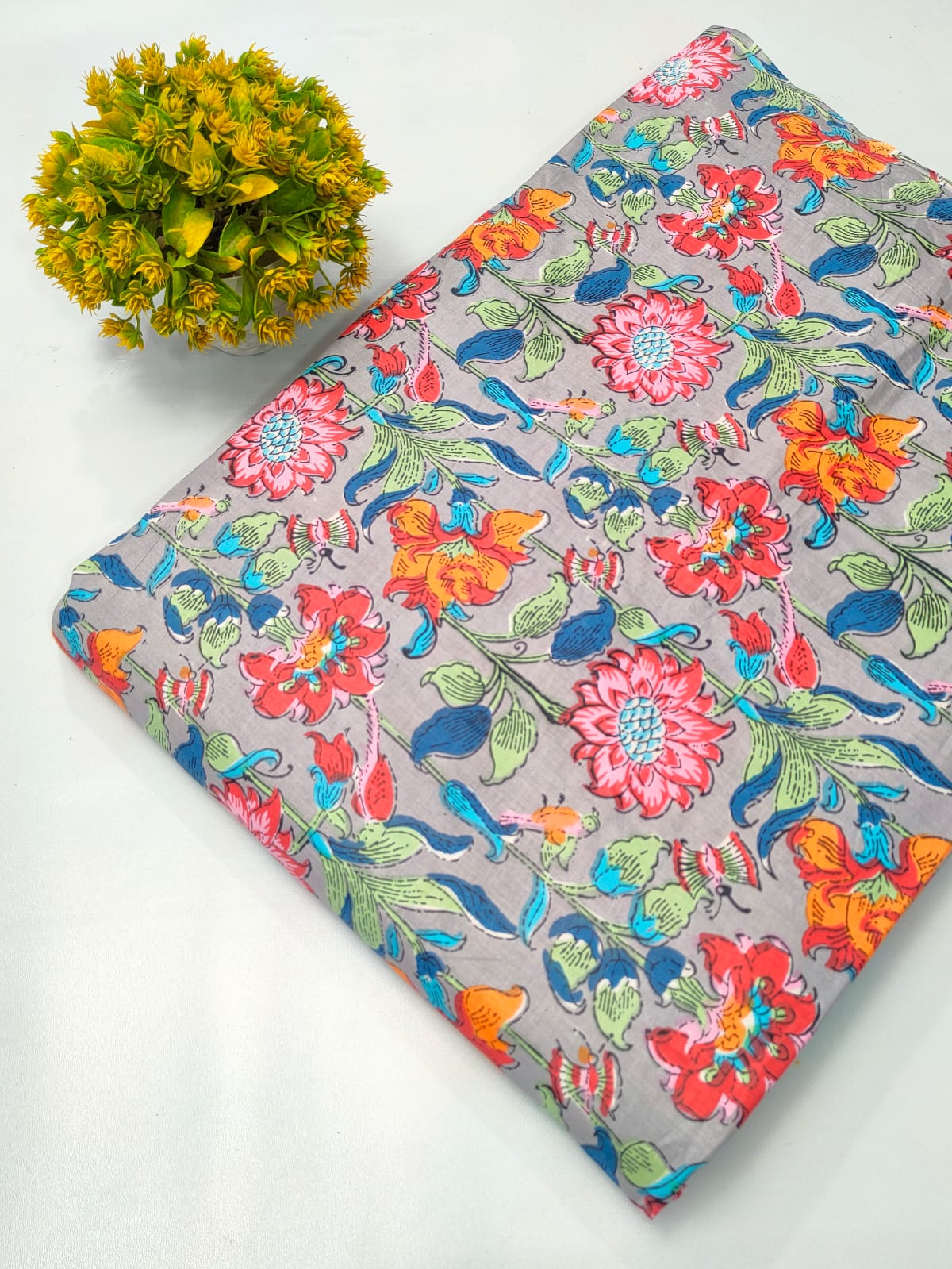 Multicolor Floral Screen Print Pure Cotton Fabric From Tulsi Prints