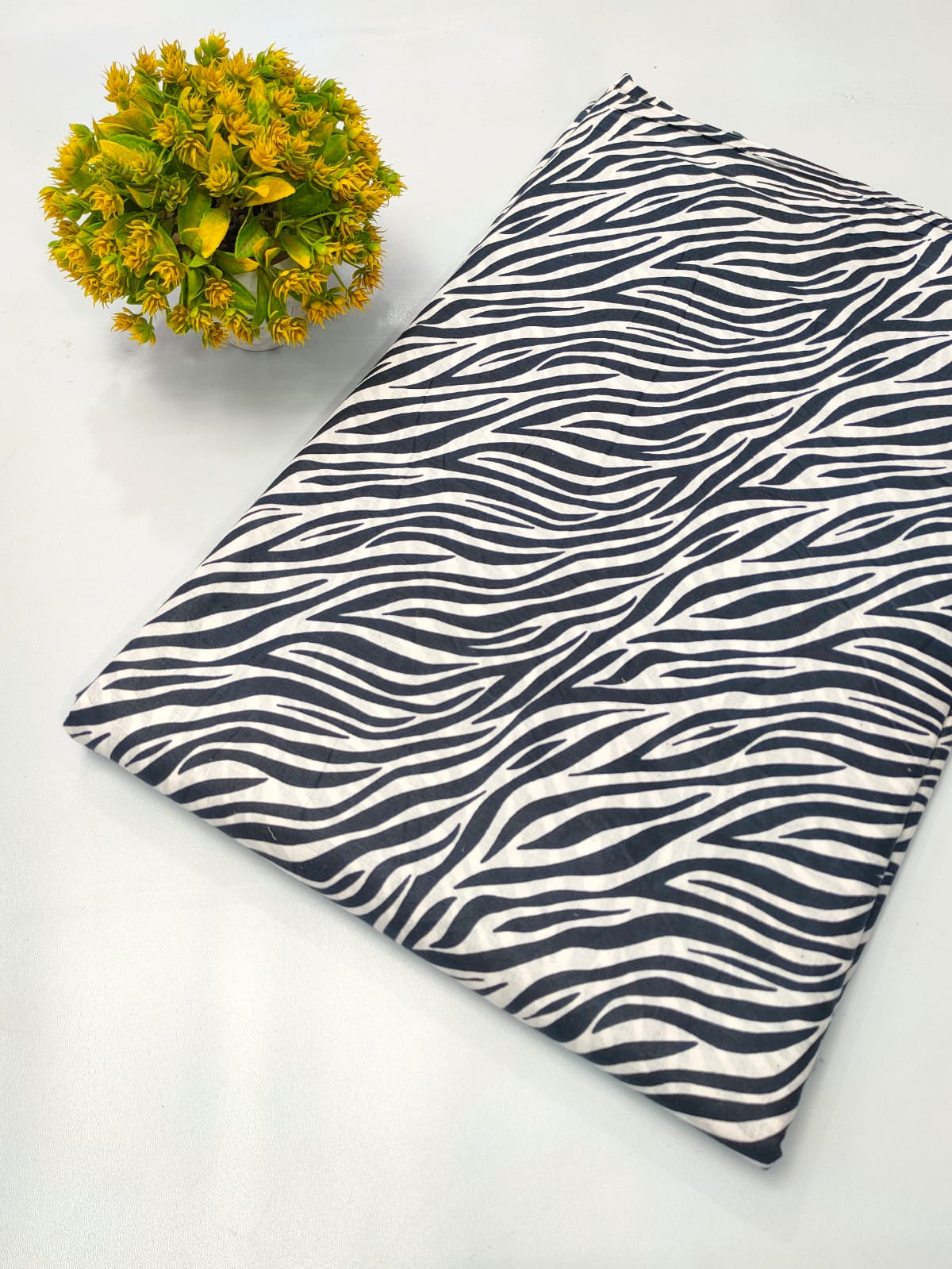 Black and White Zebra Stripe Screen Print Pure Cotton Fabric From Tulsi Prints