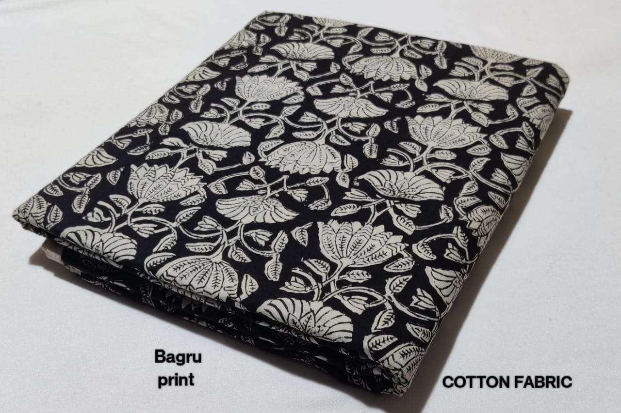Bagru Pure Cotton Hand Block Printed Fabric - JBRBK27