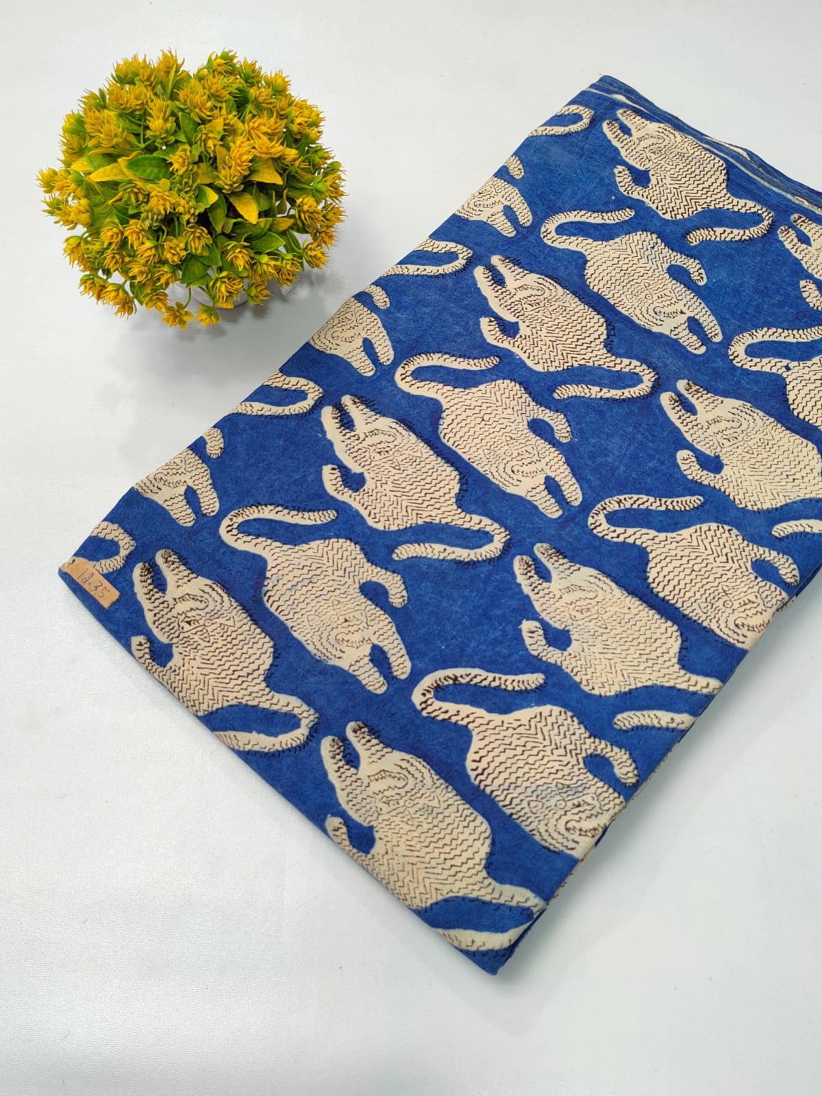 Blue Animal Motif Indigo Print (Dabu Indigo Print) Pure Cotton Fabric From Tulsi Prints