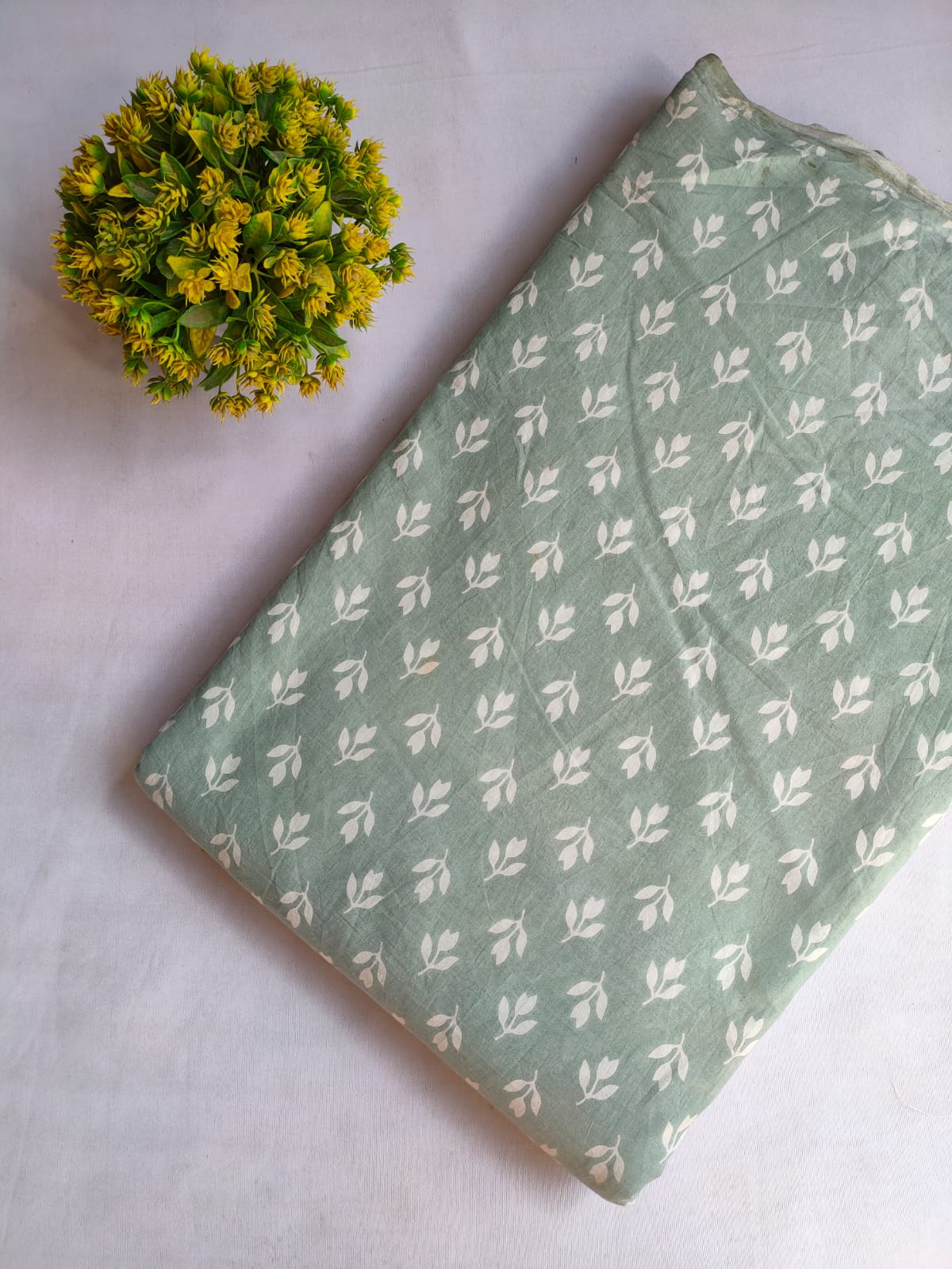 Green Leafy Vine Screen Print Pure Cotton Fabric From Tulsi Prints