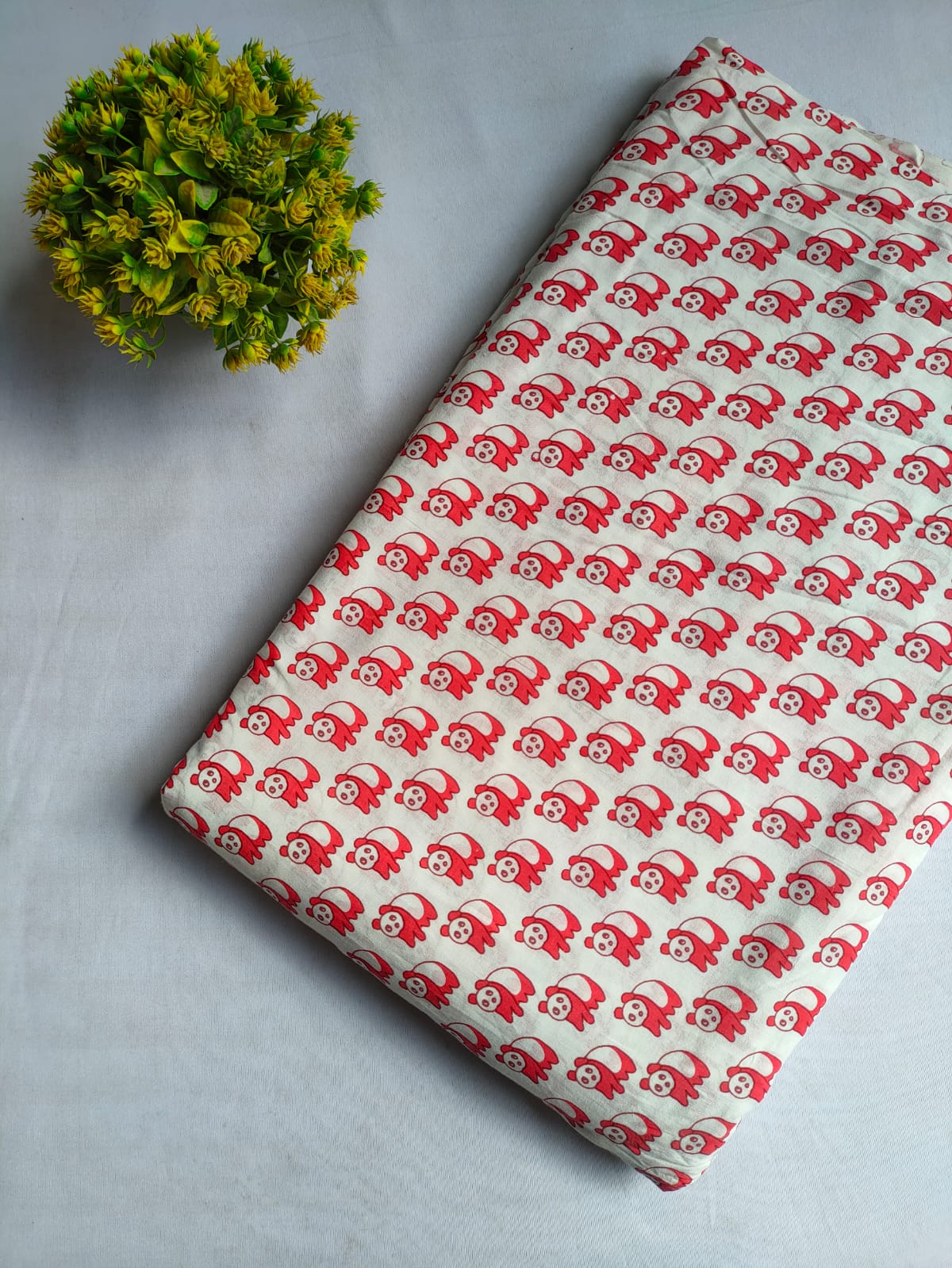 Red Cartoon Animal Screen Print Pure Cotton Fabric From Tulsi Prints