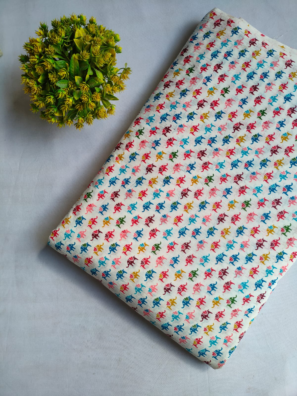 Multi-Color Animal Motif Screen Print Pure Cotton Fabric From Tulsi Prints