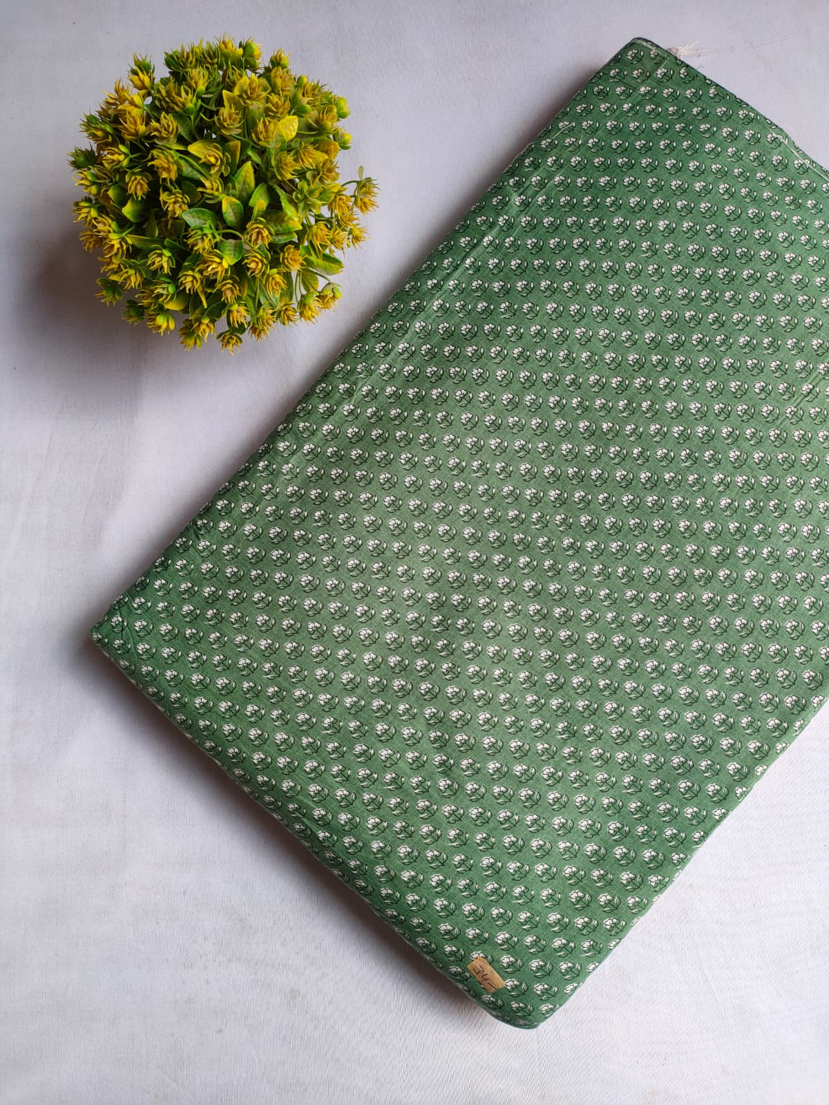 Green Floral Boota Print Screen Print Pure Cotton Fabric From Tulsi Prints