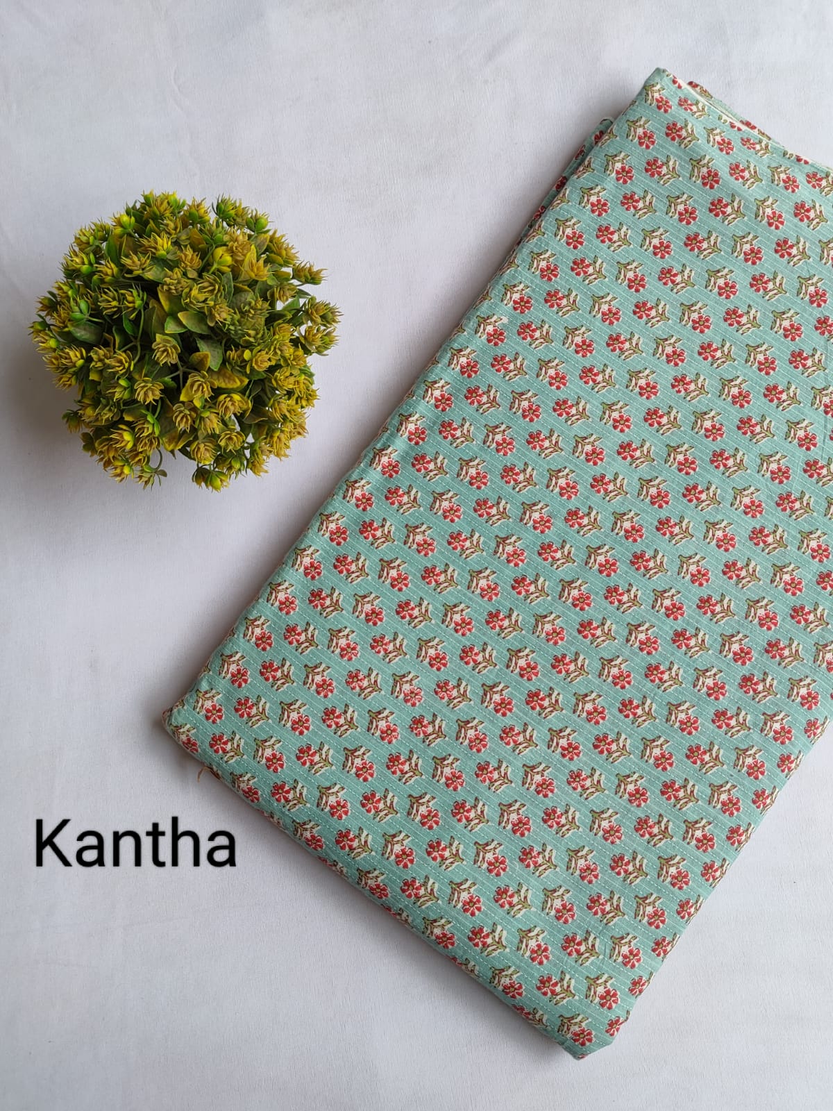 Mint Green Small Buti Screen Print Pure Cotton Fabric From Tulsi Prints