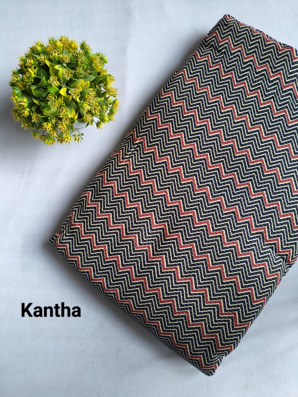 Black Chevron Screen Print Pure Cotton Fabric From Tulsi Prints