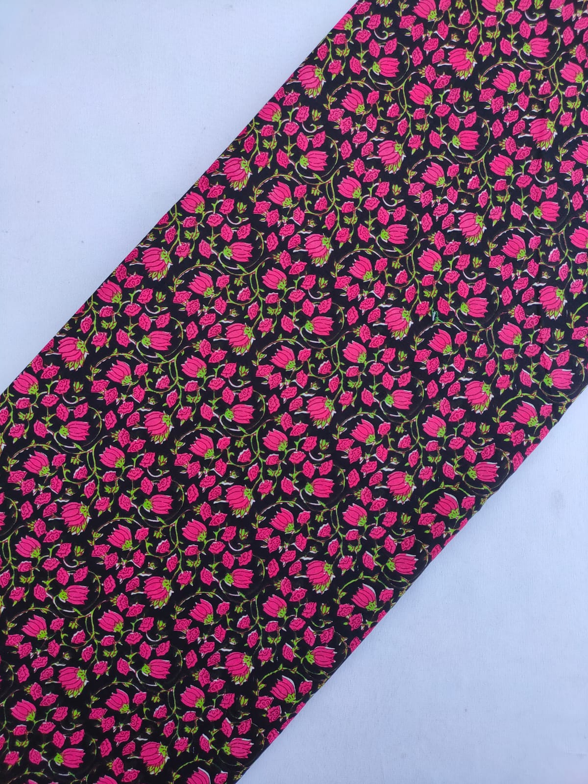 Pink Floral Screen Print Pure Cotton Fabric From Tulsi Prints