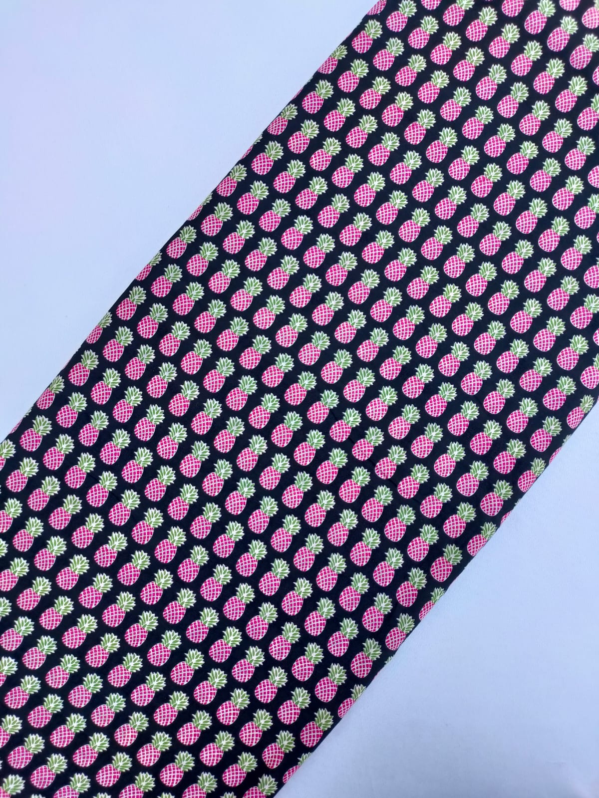 Black Pineapple Screen Print Pure Cotton Fabric From Tulsi Prints