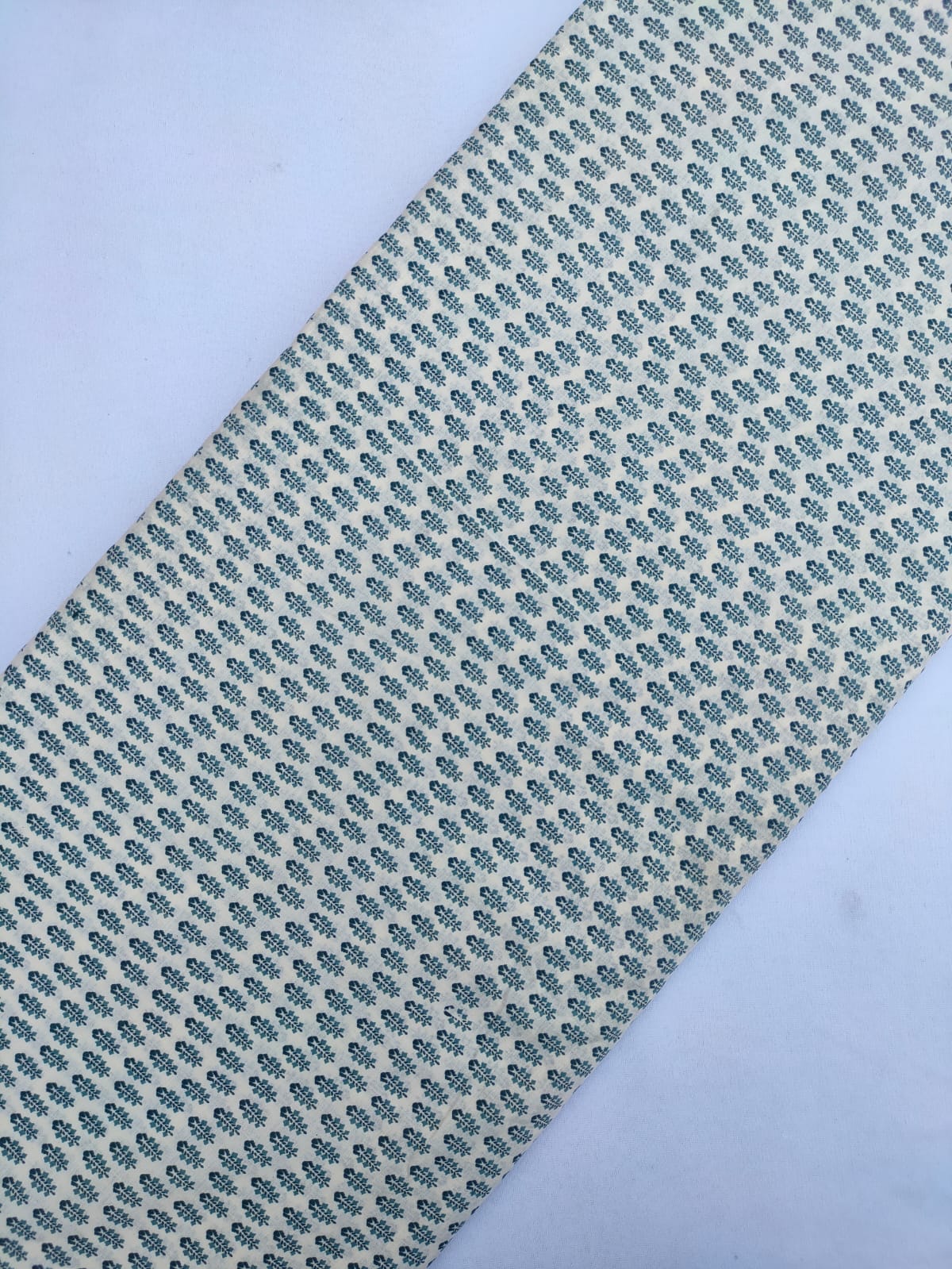 Light Cream Floral Boota Screen Print Pure Cotton Fabric From Tulsi Prints