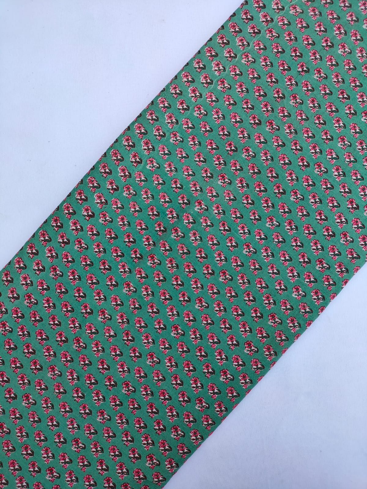 Green Floral Screen Print Pure Cotton Fabric From Tulsi Prints