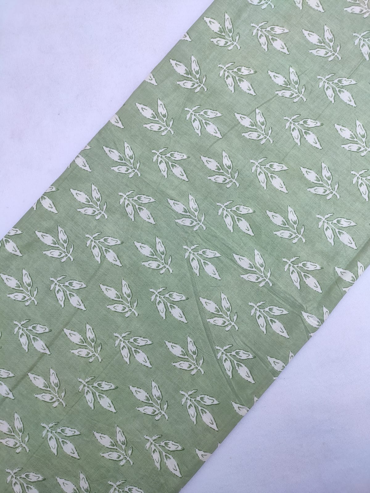 Green Leafy Vine Screen Print Pure Cotton Fabric From Tulsi Prints