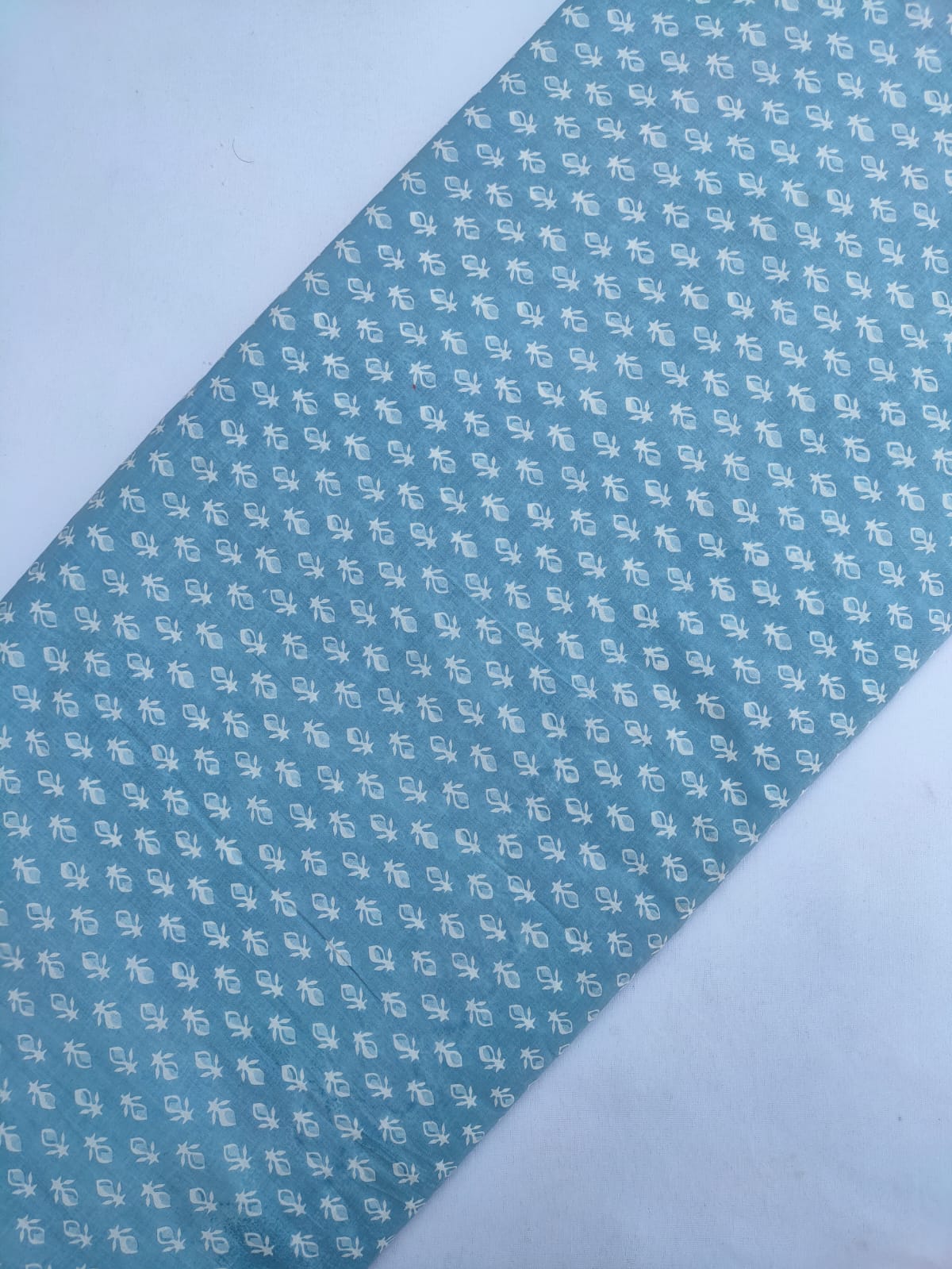 Sky Blue Floral Boota Print Screen Print Pure Cotton Fabric From Tulsi Prints
