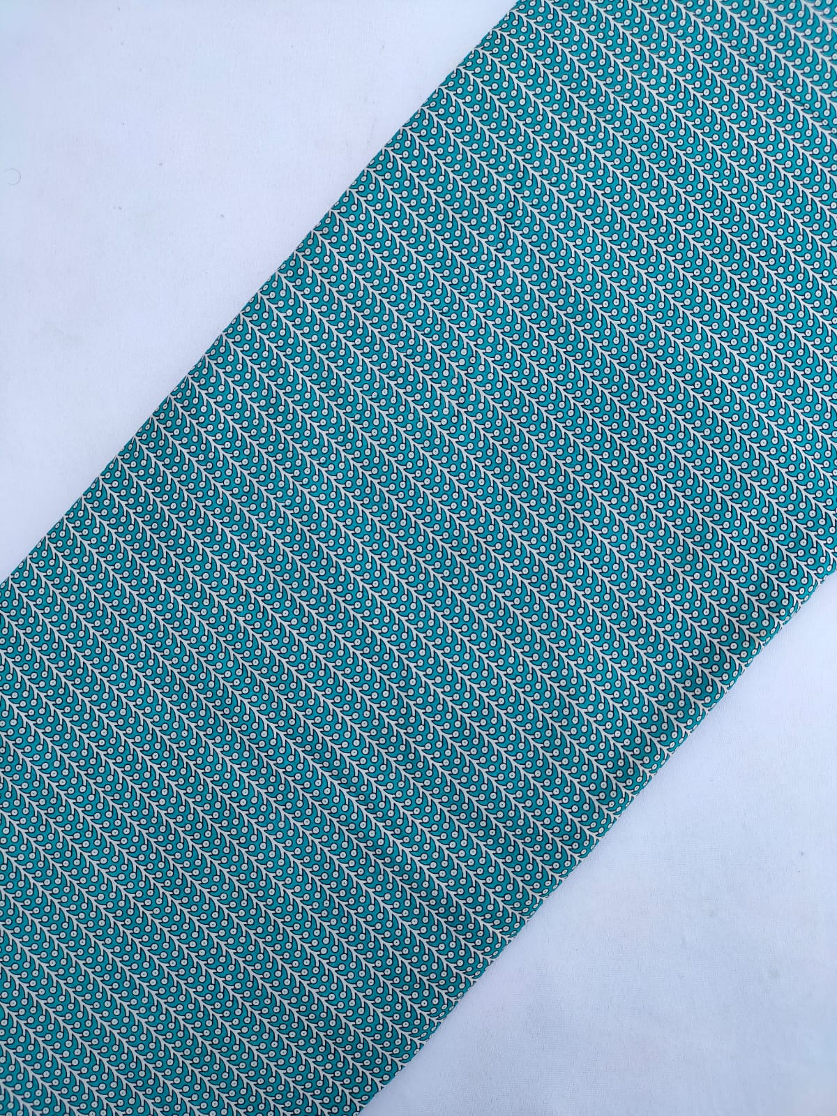 Teal Paisley Screen Print Pure Cotton Fabric From Tulsi Prints