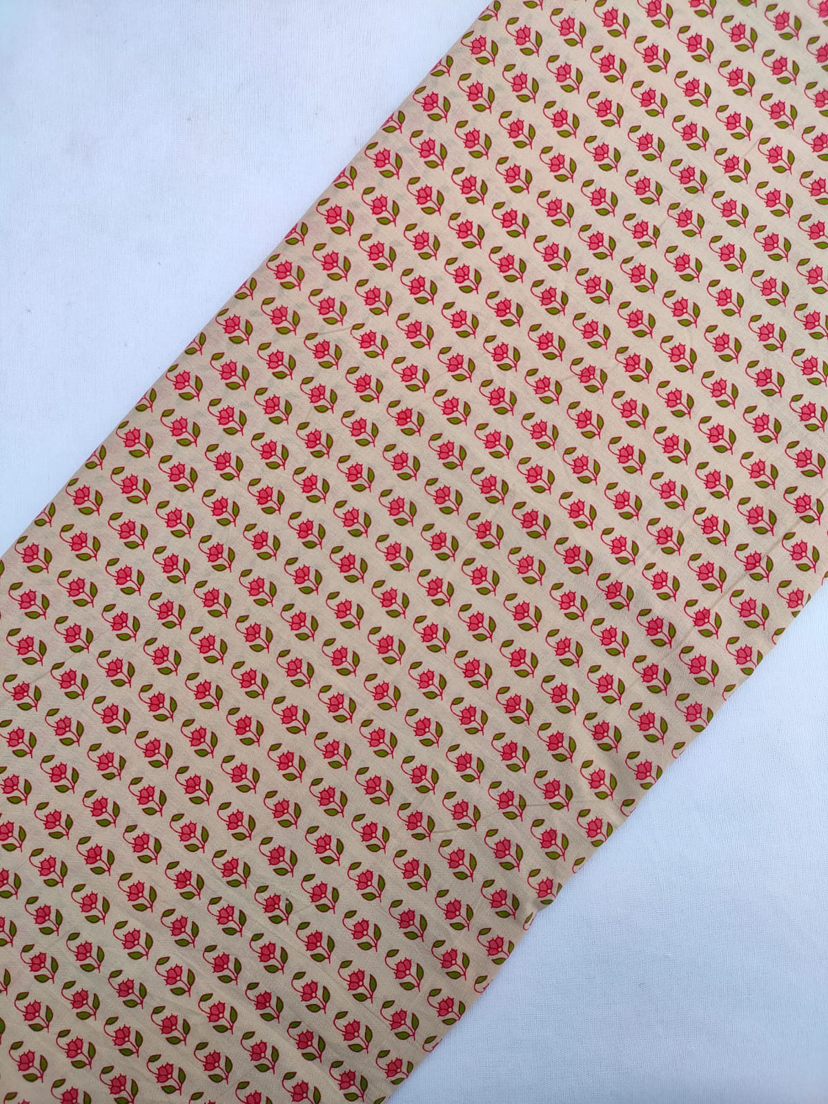 Pink Floral Screen Print Pure Cotton Fabric From Tulsi Prints