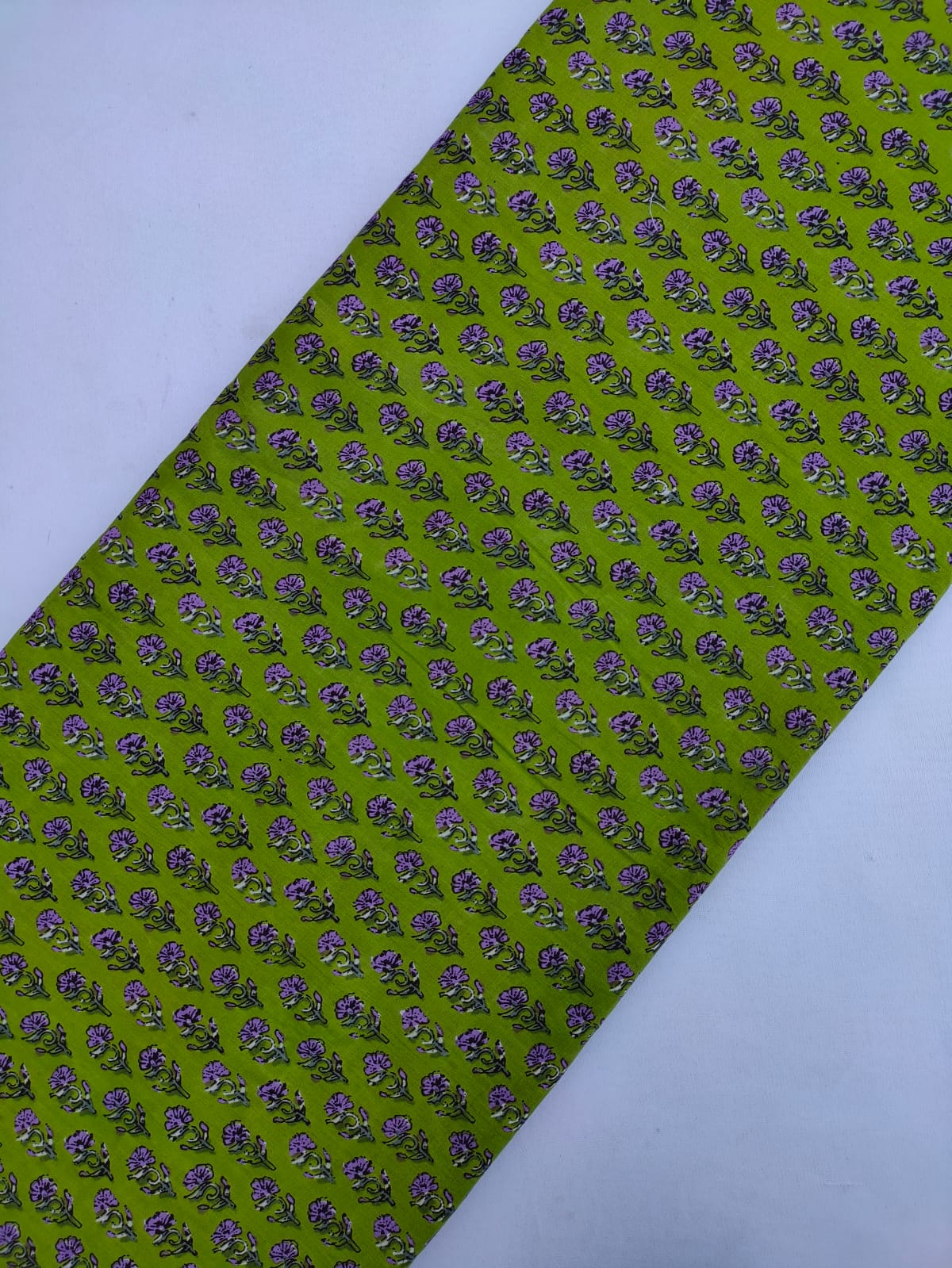 Green Floral Screen Print Pure Cotton Fabric From Tulsi Prints