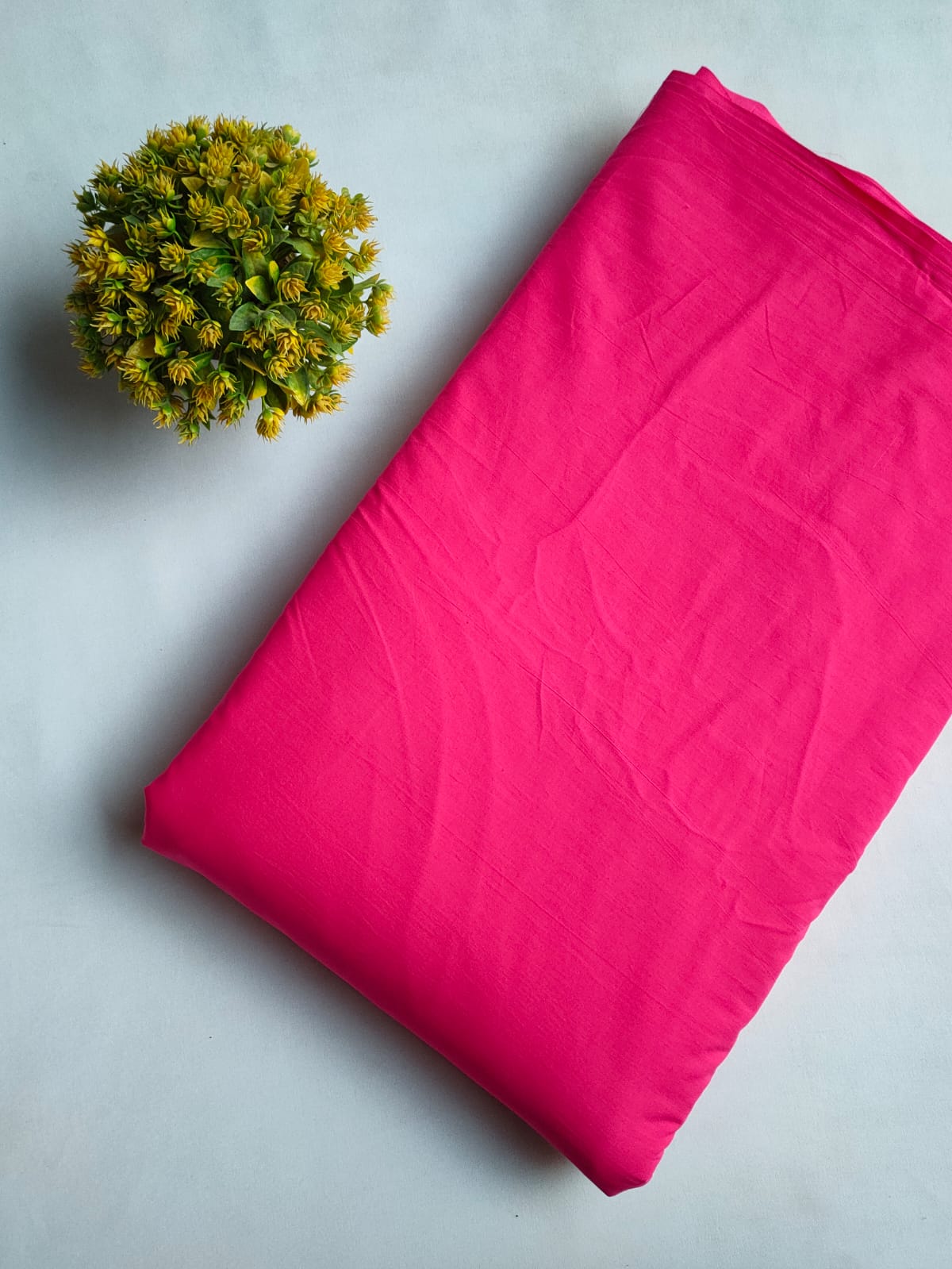 Bright Pink Plain Dye Solid Pure Cotton Fabric From Tulsi Prints
