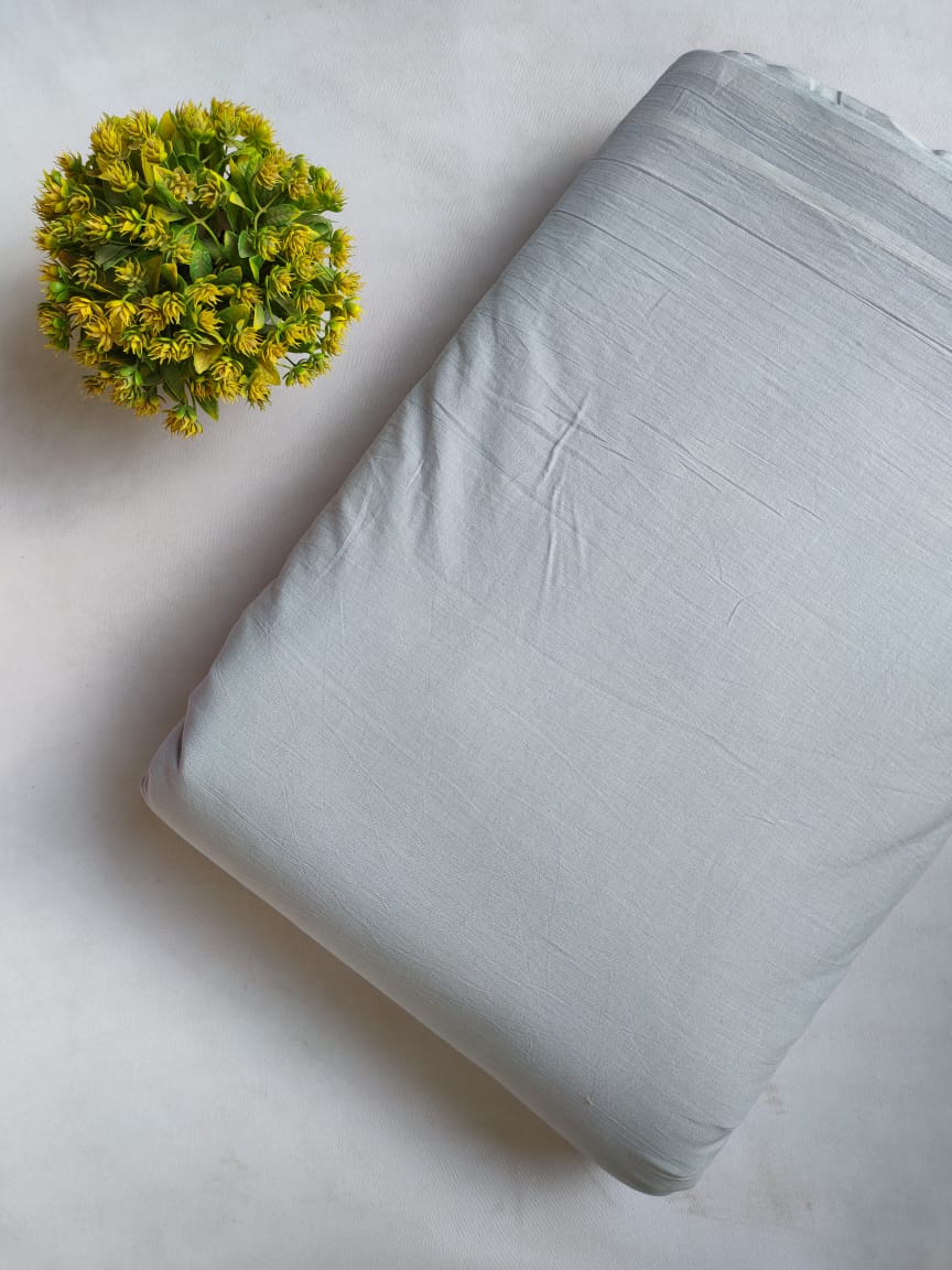 Light Grey Plain Dye Solid Pure Cotton Fabric From Tulsi Prints