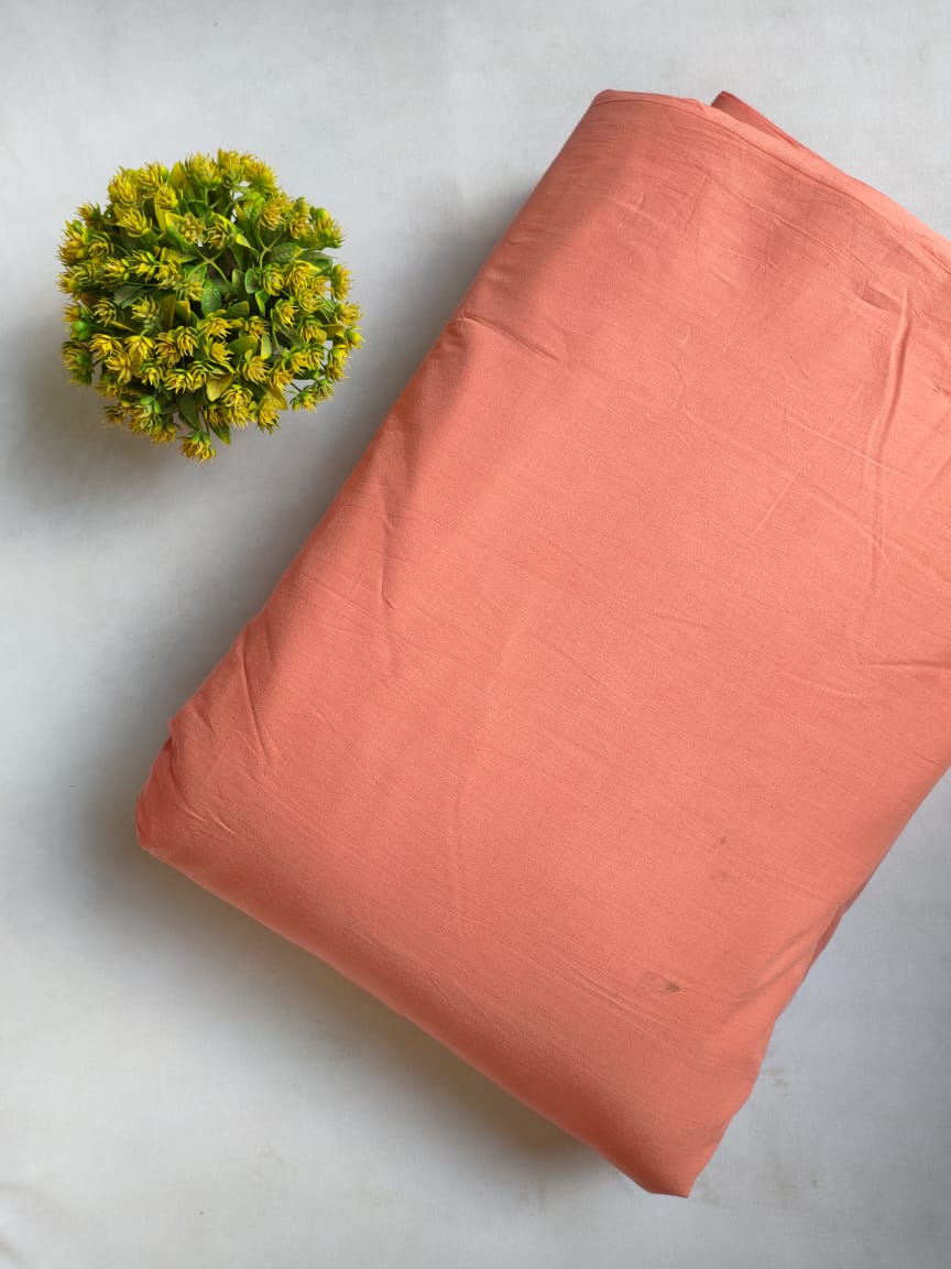 Peach Solid Plain Dye Solid Pure Cotton Fabric From Tulsi Prints